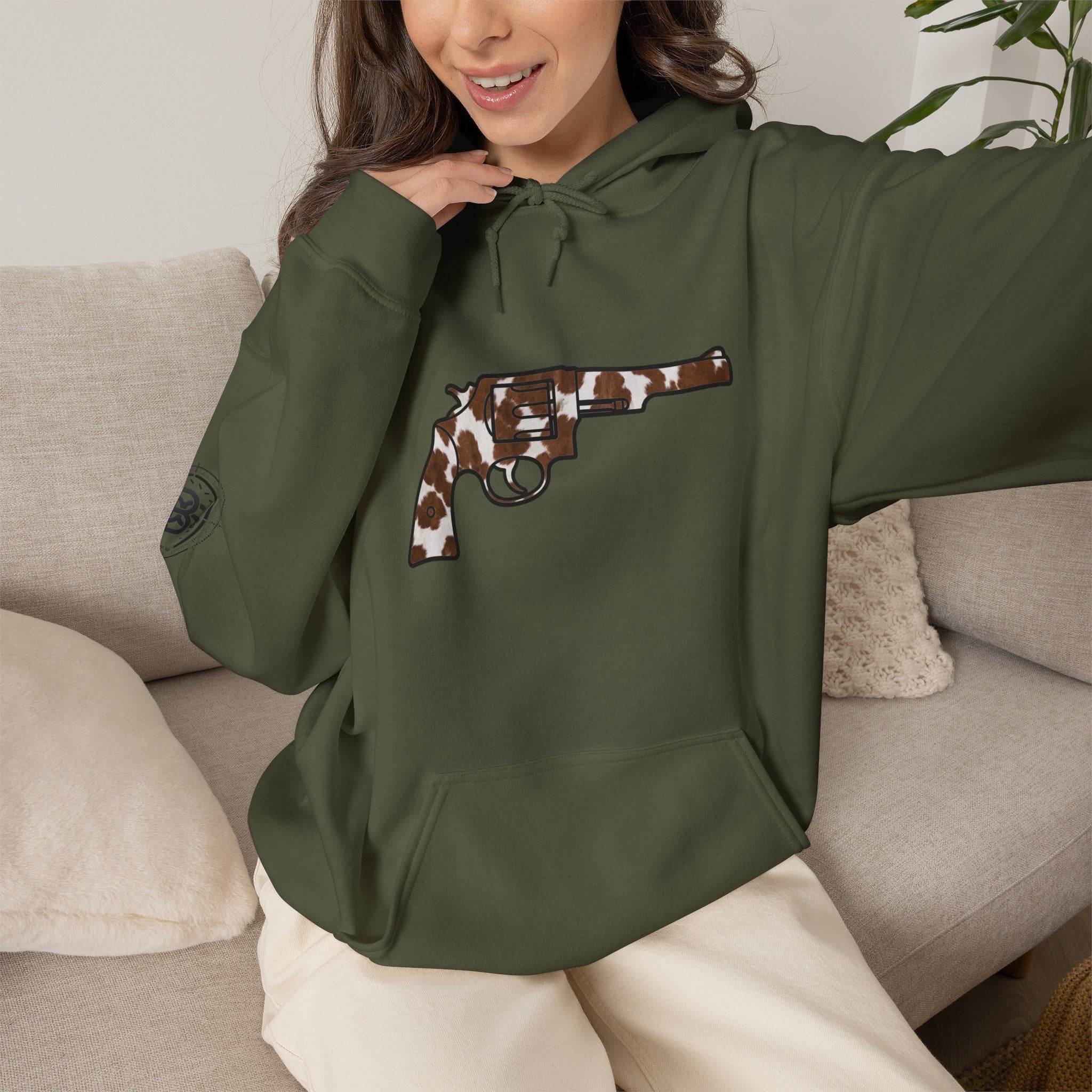 Cowhide Revolver Silhouette Hoodie Unisex
