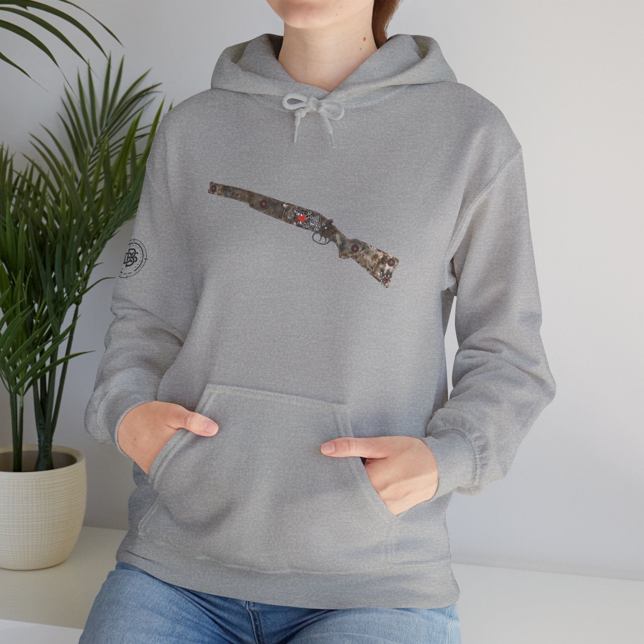 Vintage Metal Shotgun Target Graphic Hoodie