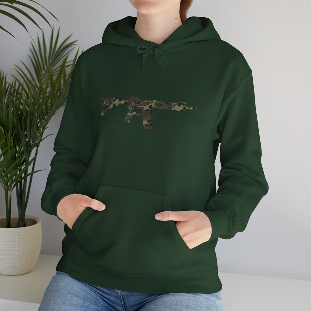 AR Rifle Camo Graphic Hoodie - Military Style Pullover
