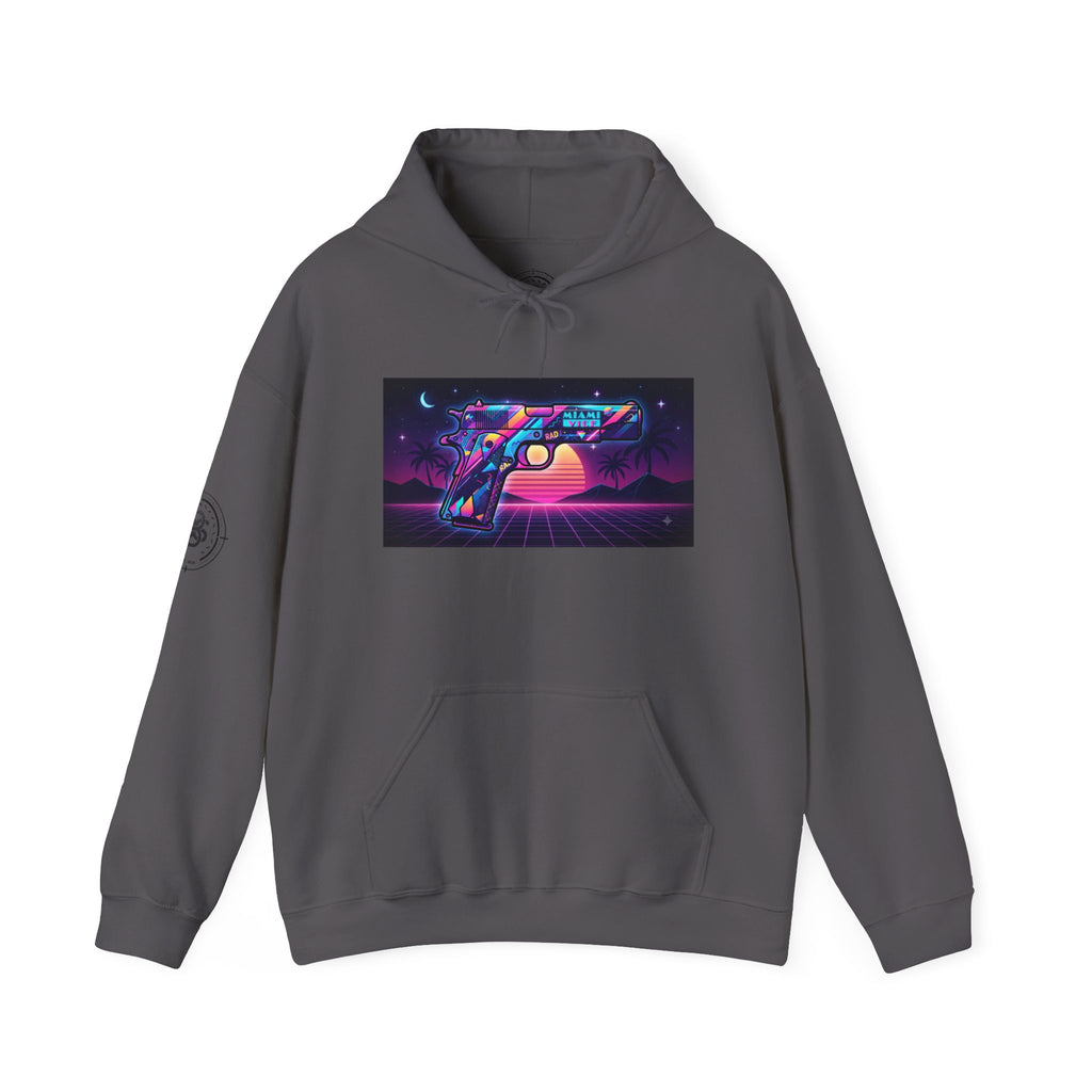 Retro 80's Pistol Sunset Hoodie — Neon Synthwave Vaporwave Graphic
