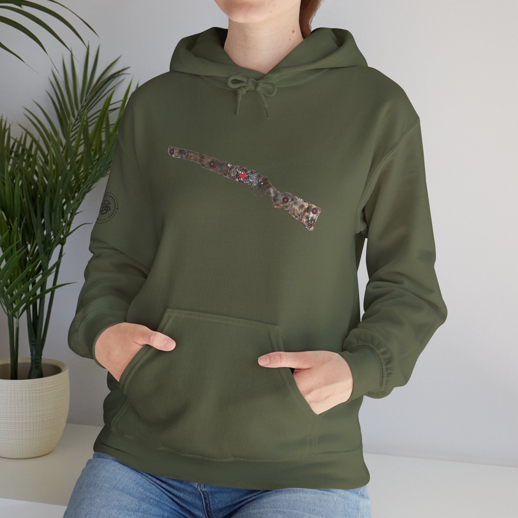 Vintage Metal Shotgun Target Graphic Hoodie