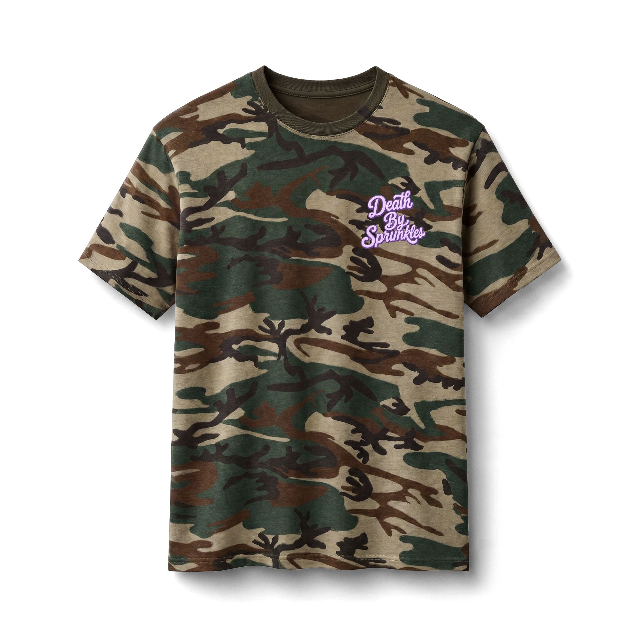 Camo Teddy Bears Tee – 'Death By Sprinkles' Graphic Cotton T-Shirt