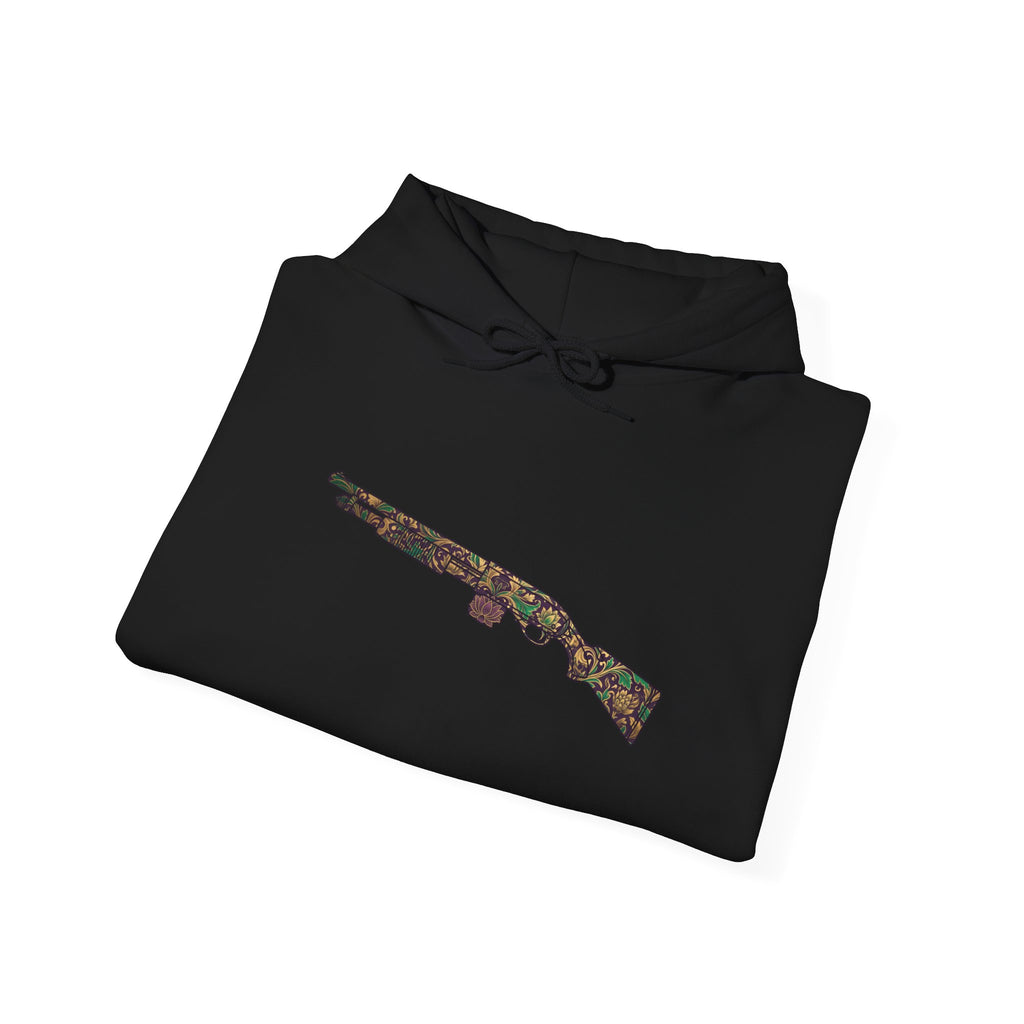 Floral Shotgun Hoodie-Vintage Gun Graphic