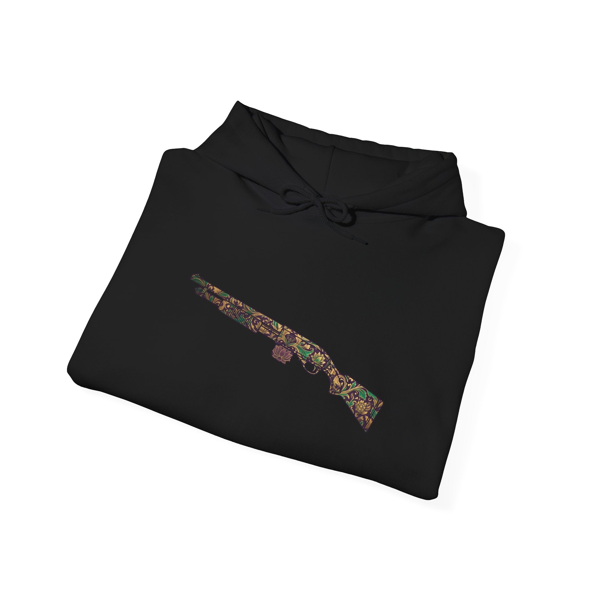 Floral Shotgun Hoodie-Vintage Gun Graphic