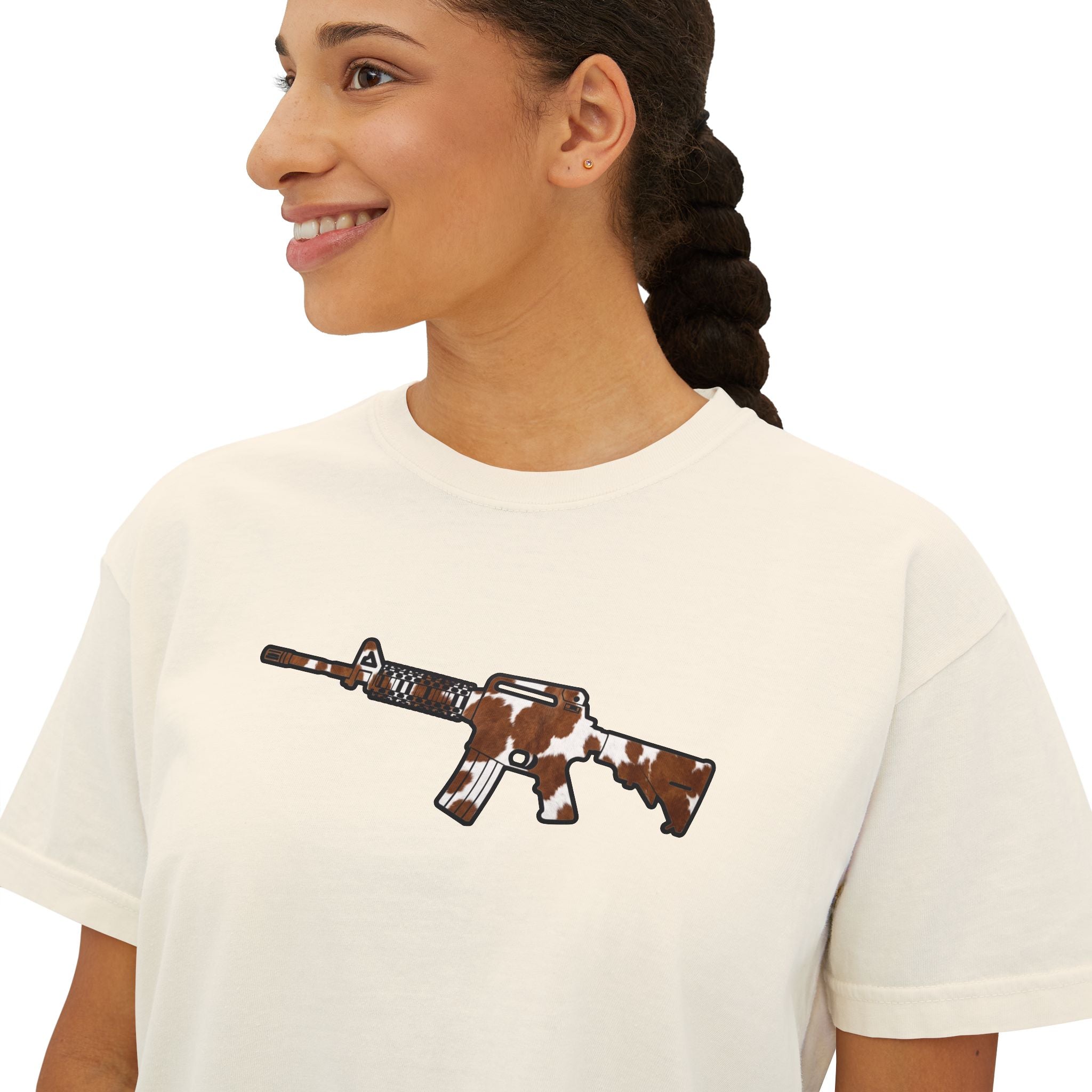 The Cowhide Collection- AR Rifle-Women's Boxy Tee