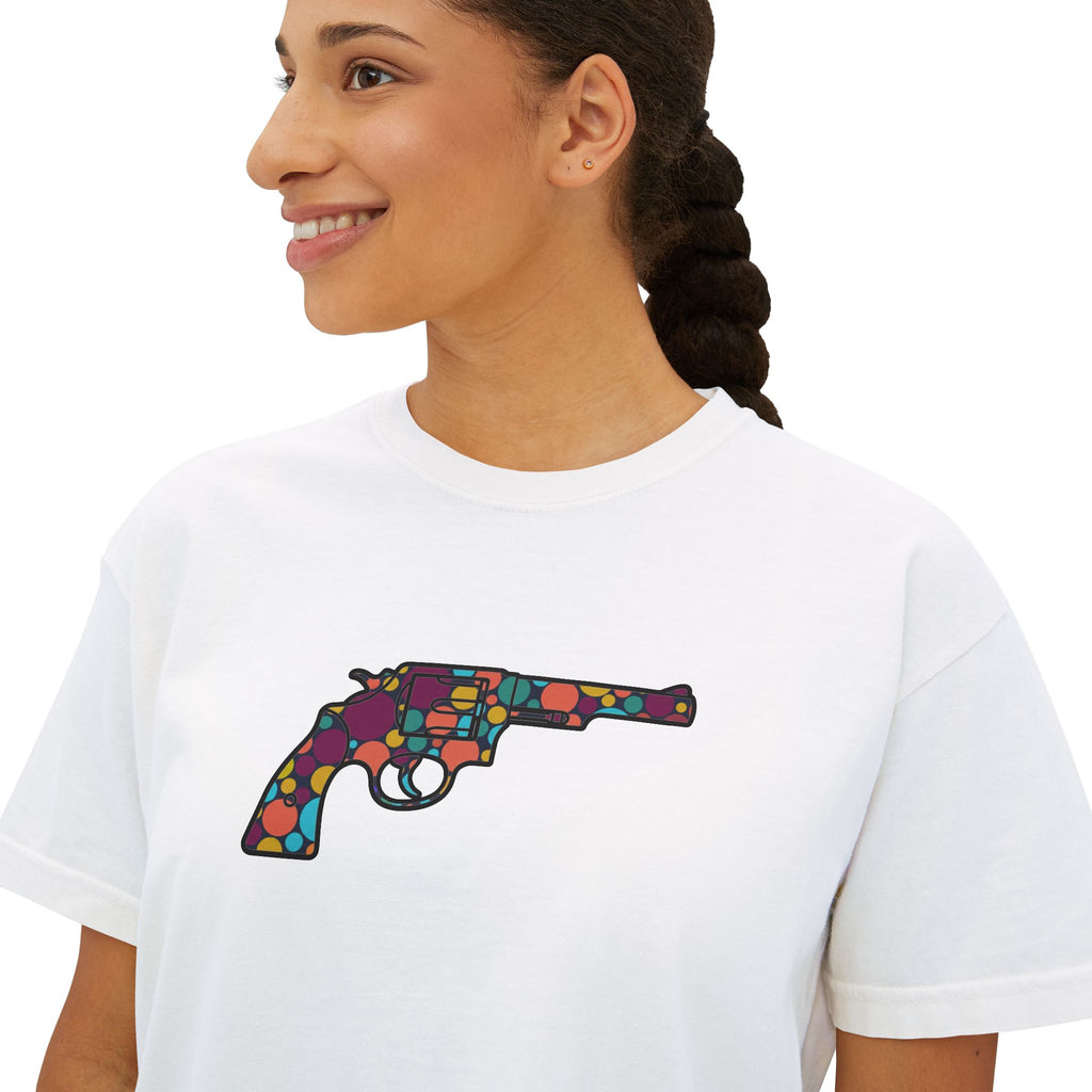 The Dots Collection-Revolver- Women's Casual Cropped T-Shirt