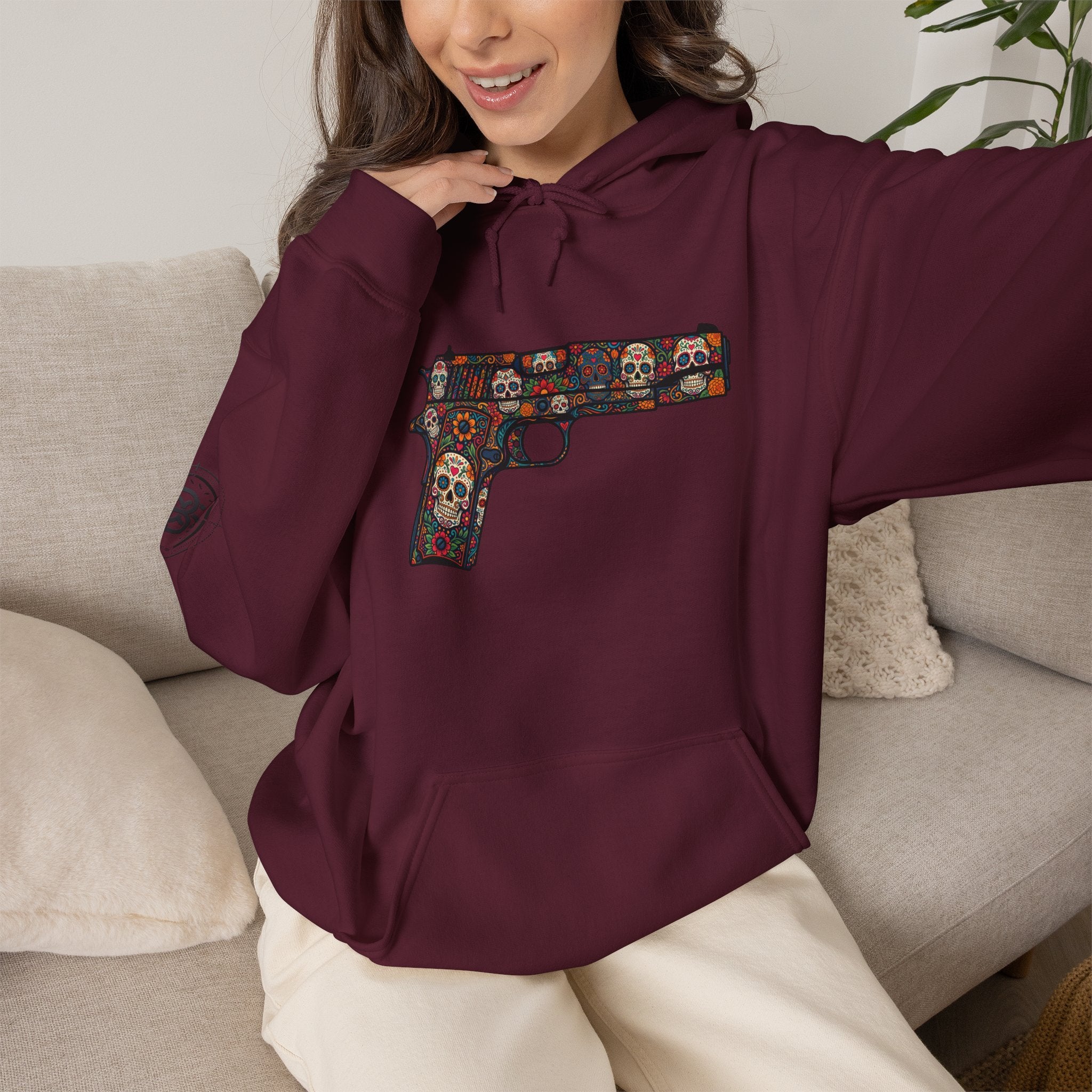 Sugar Skull Pistol Graphic Hoodie