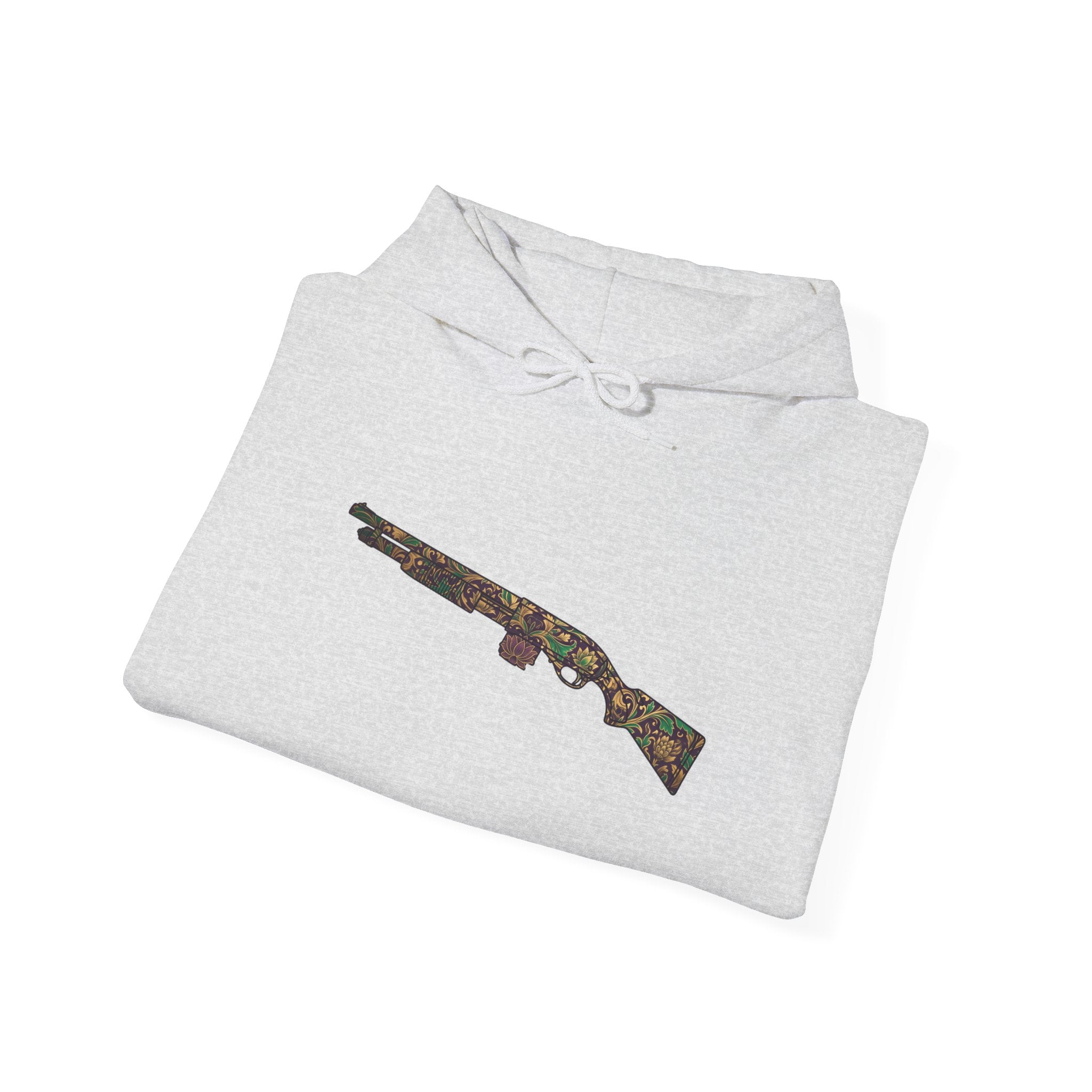 Floral Shotgun Hoodie-Vintage Gun Graphic