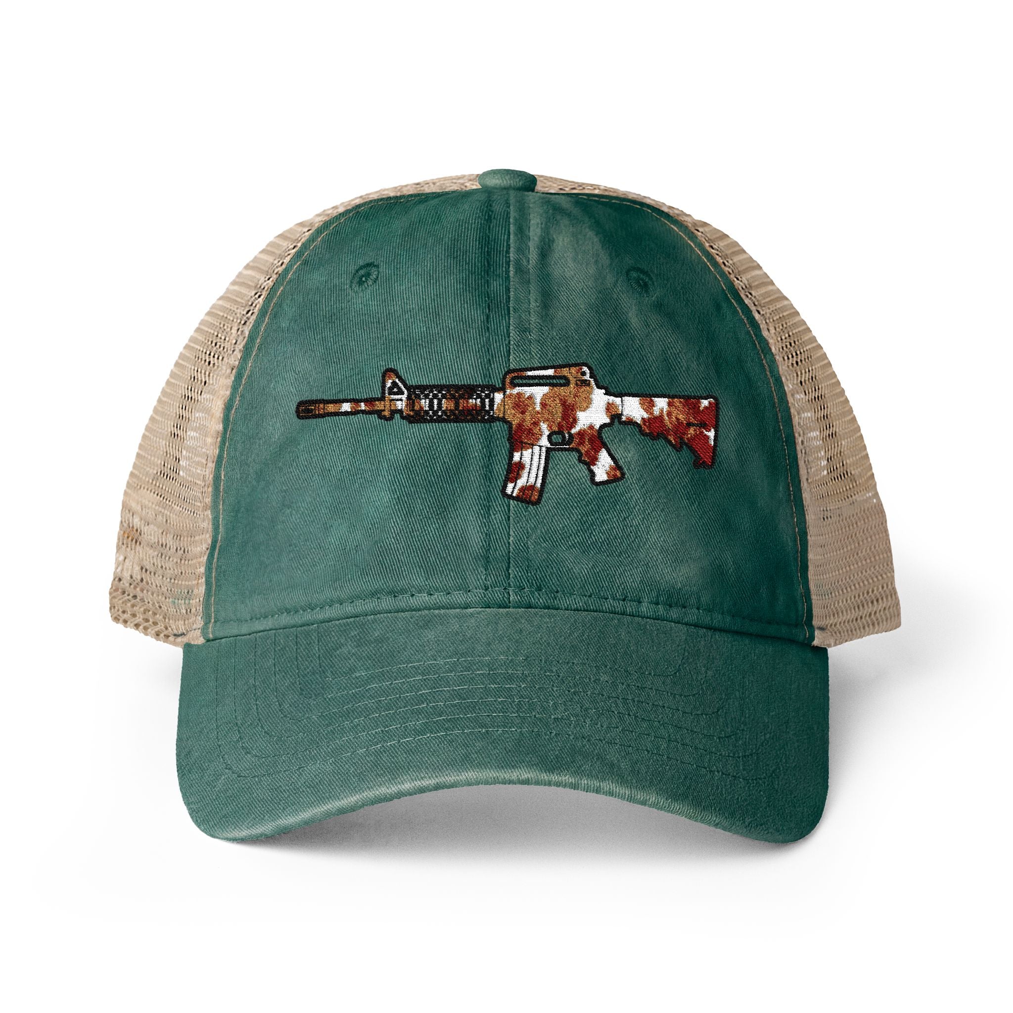 Cow Print AR Rifle Women's Washed Mesh-Back Cap