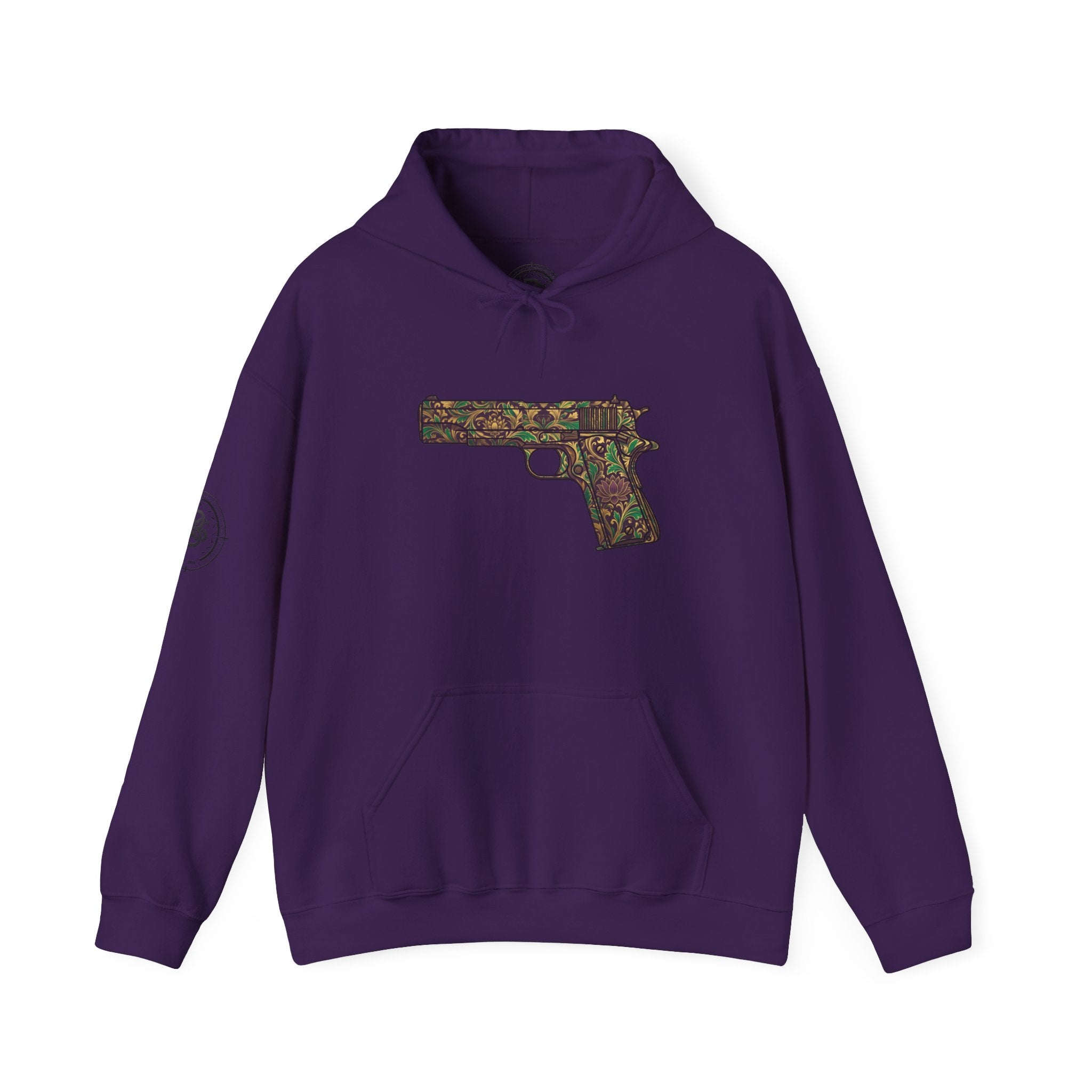 Floral Pistol Hoodie — Vintage Gun Graphic Hoodie