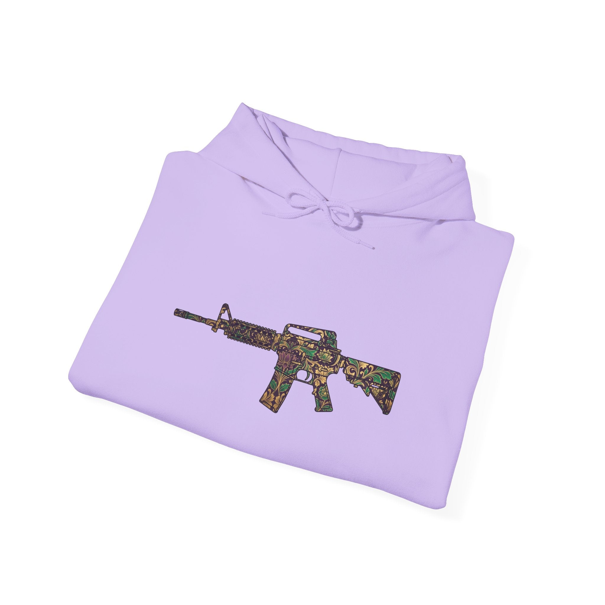Floral AR Rifle-Vintage Gun Graphic Hoodie