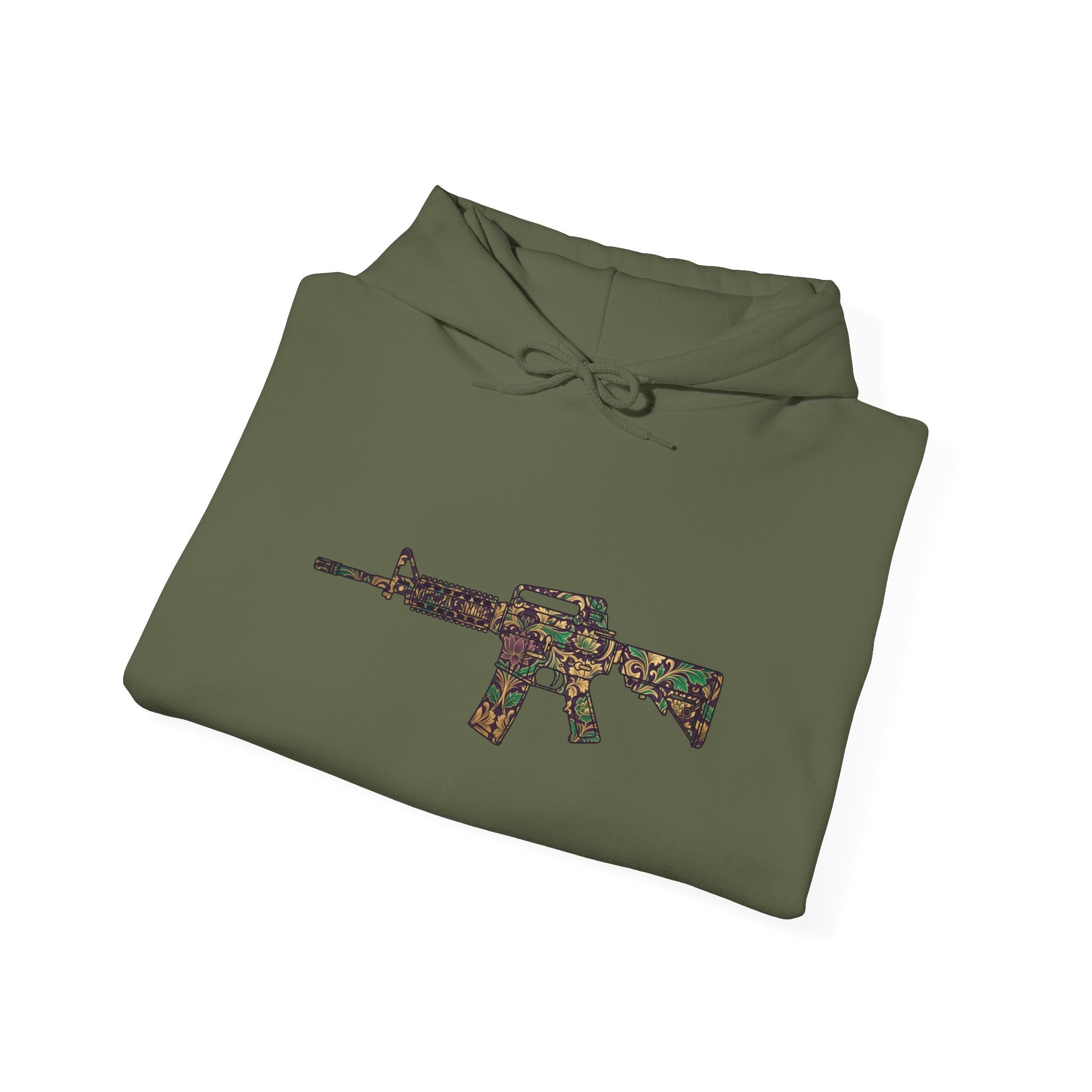 Floral AR Rifle-Vintage Gun Graphic Hoodie