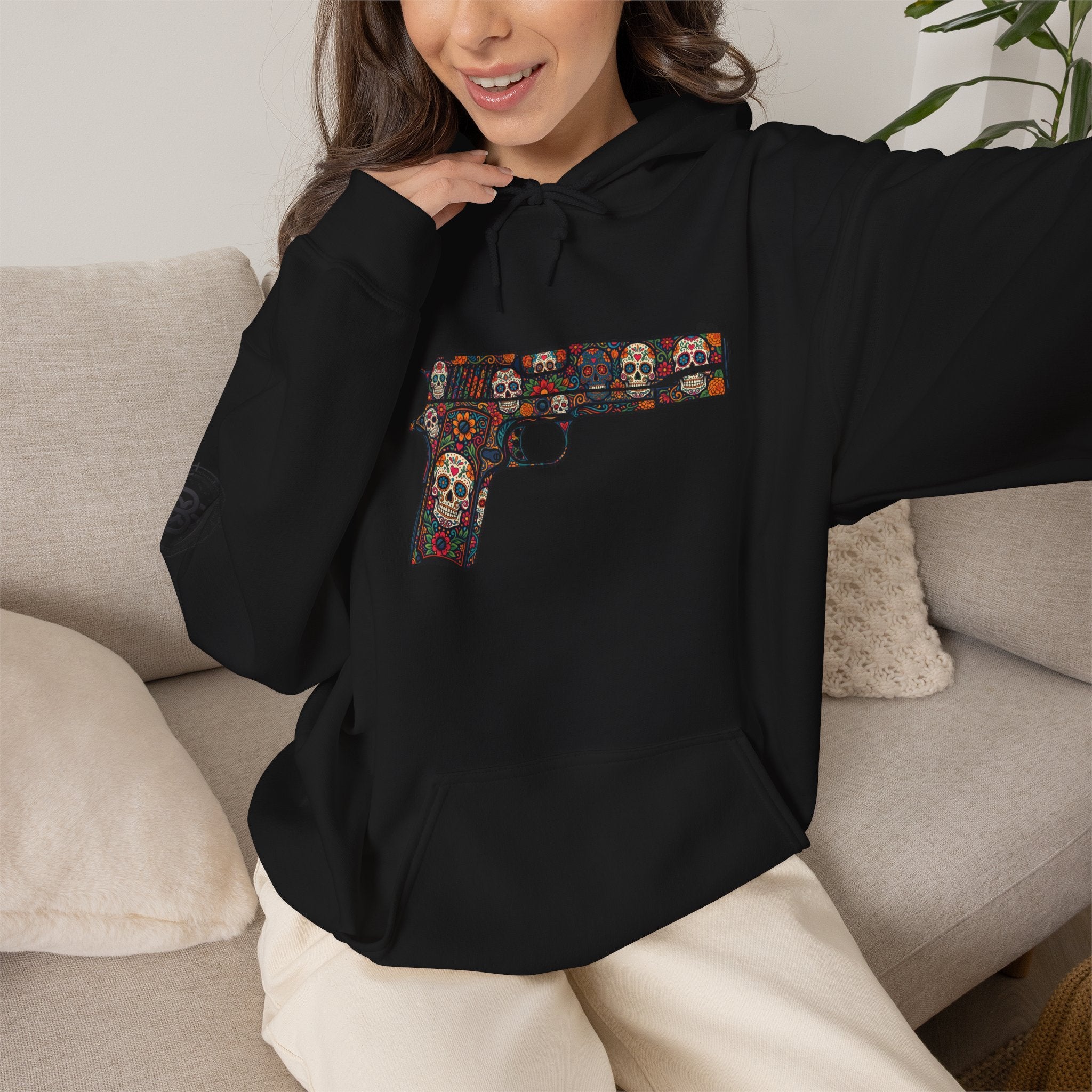 Sugar Skull Pistol Graphic Hoodie