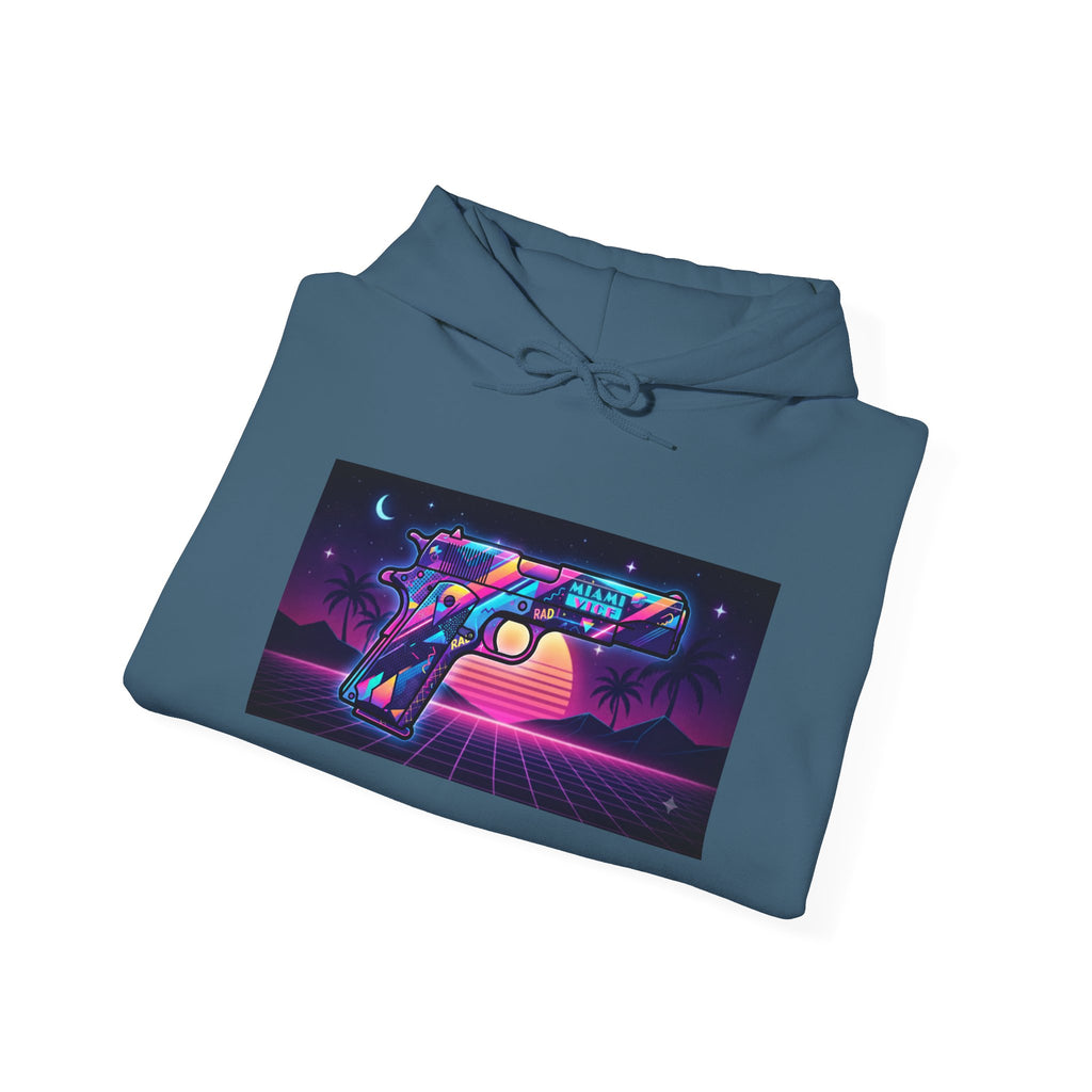 Retro 80's Pistol Sunset Hoodie — Neon Synthwave Vaporwave Graphic