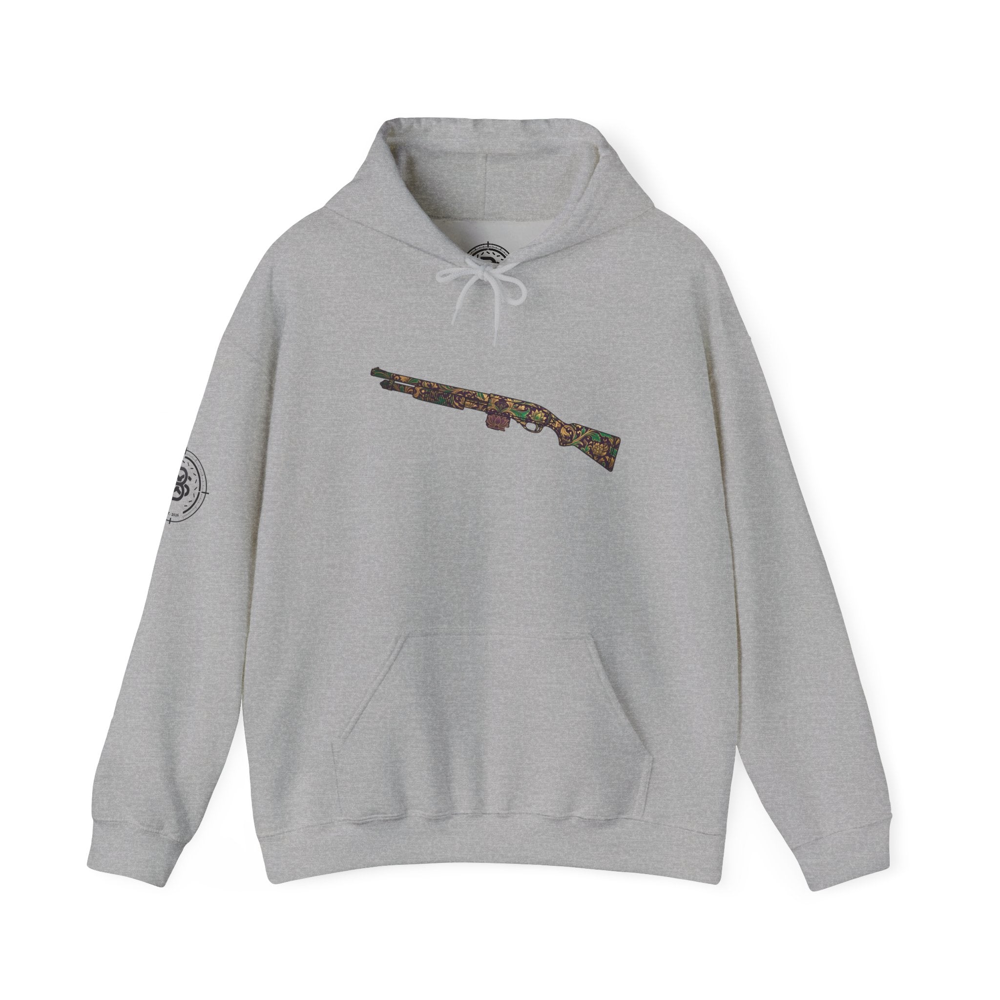 Floral Shotgun Hoodie-Vintage Gun Graphic