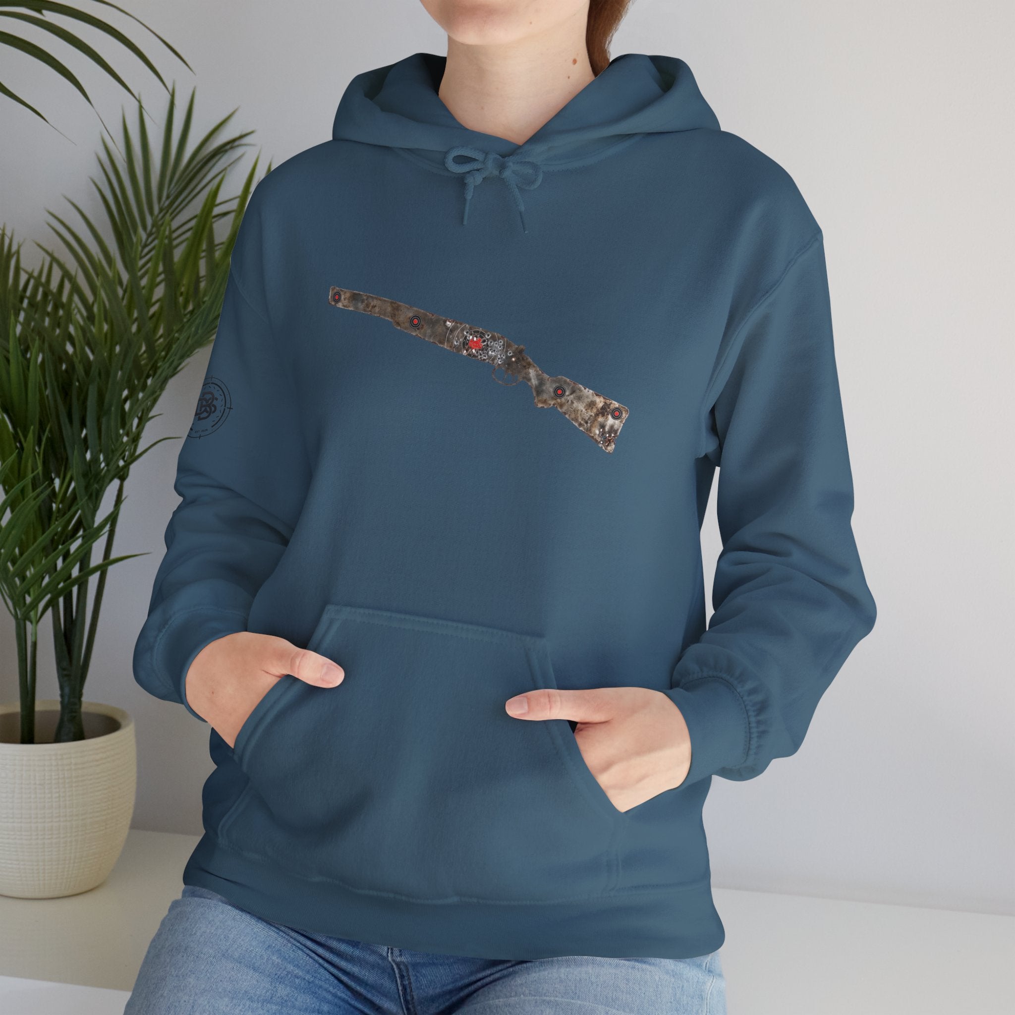 Vintage Metal Shotgun Target Graphic Hoodie