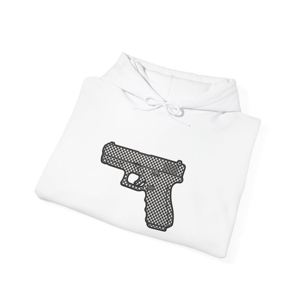 Checker Pistol Silhouette Hoodie - Graphic Pistol Pullover