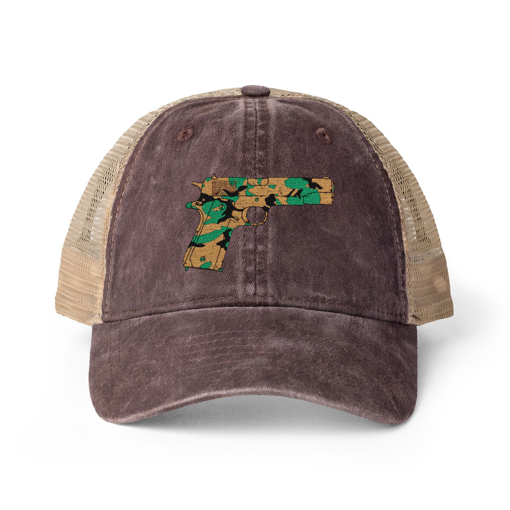 The Camo Collection- pistol-Women's Washed Mesh-Back Cap