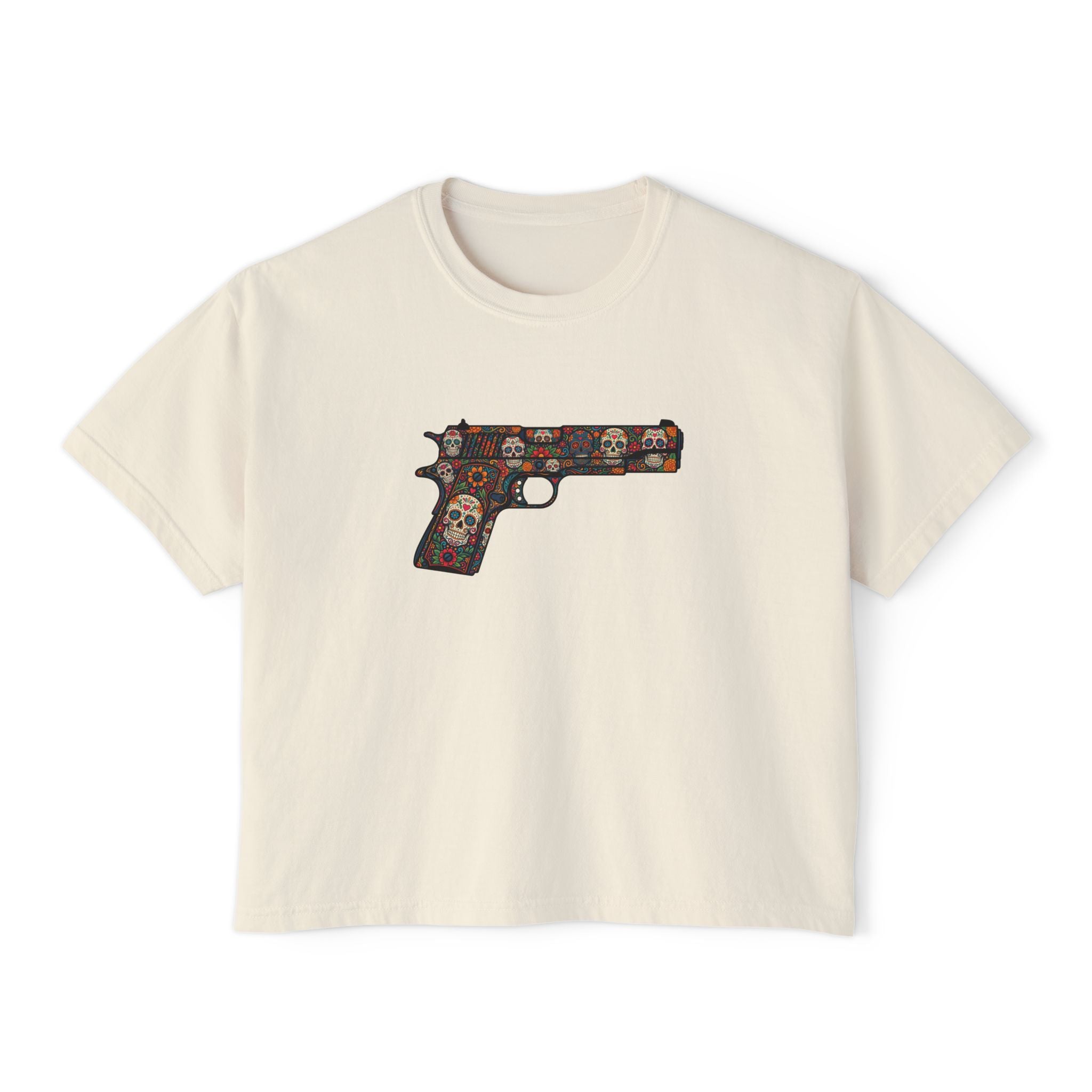 The Sugar Skull Collection -1911 Pistol- Women’s Boxy Tee