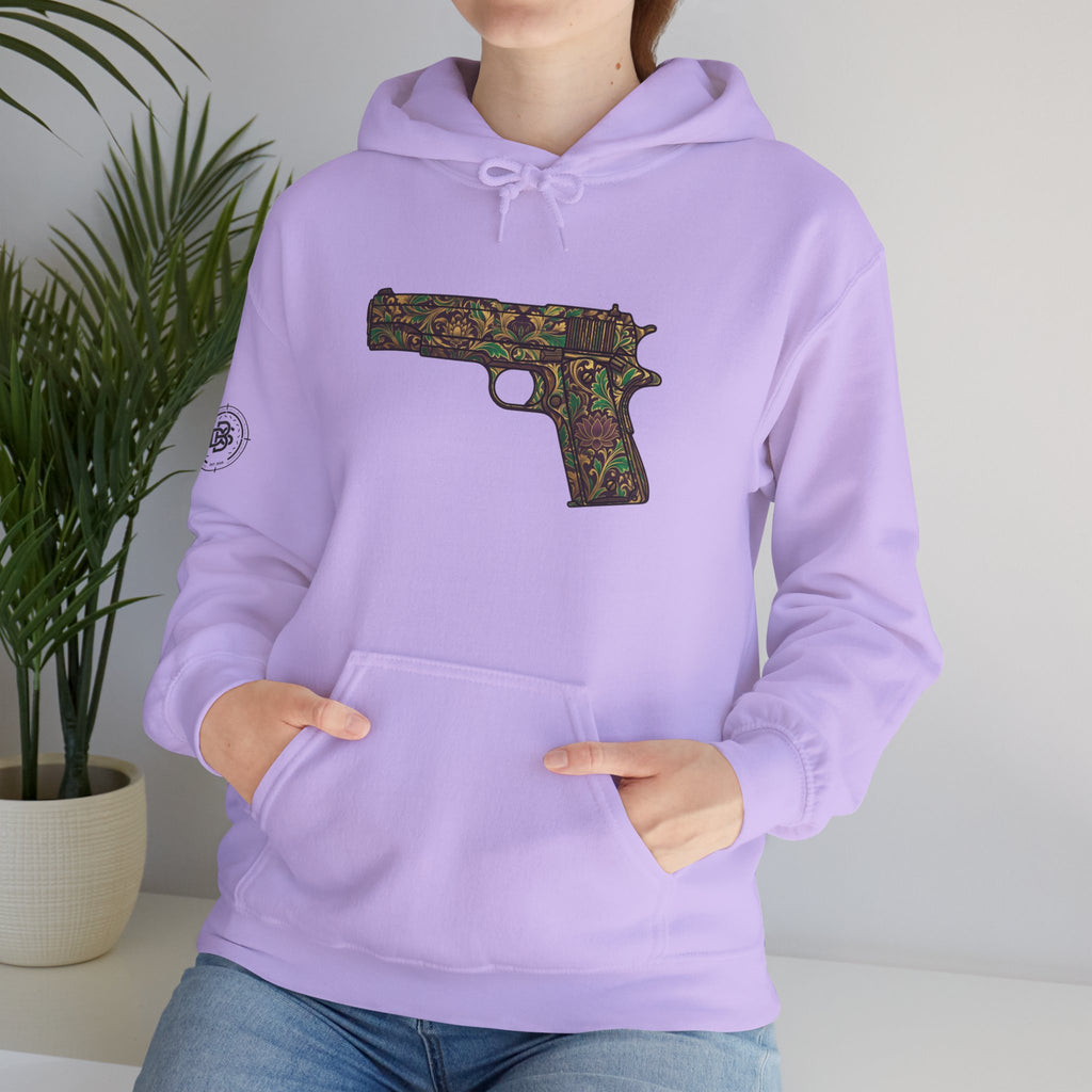 Floral Pistol Hoodie — Vintage Gun Graphic Hoodie