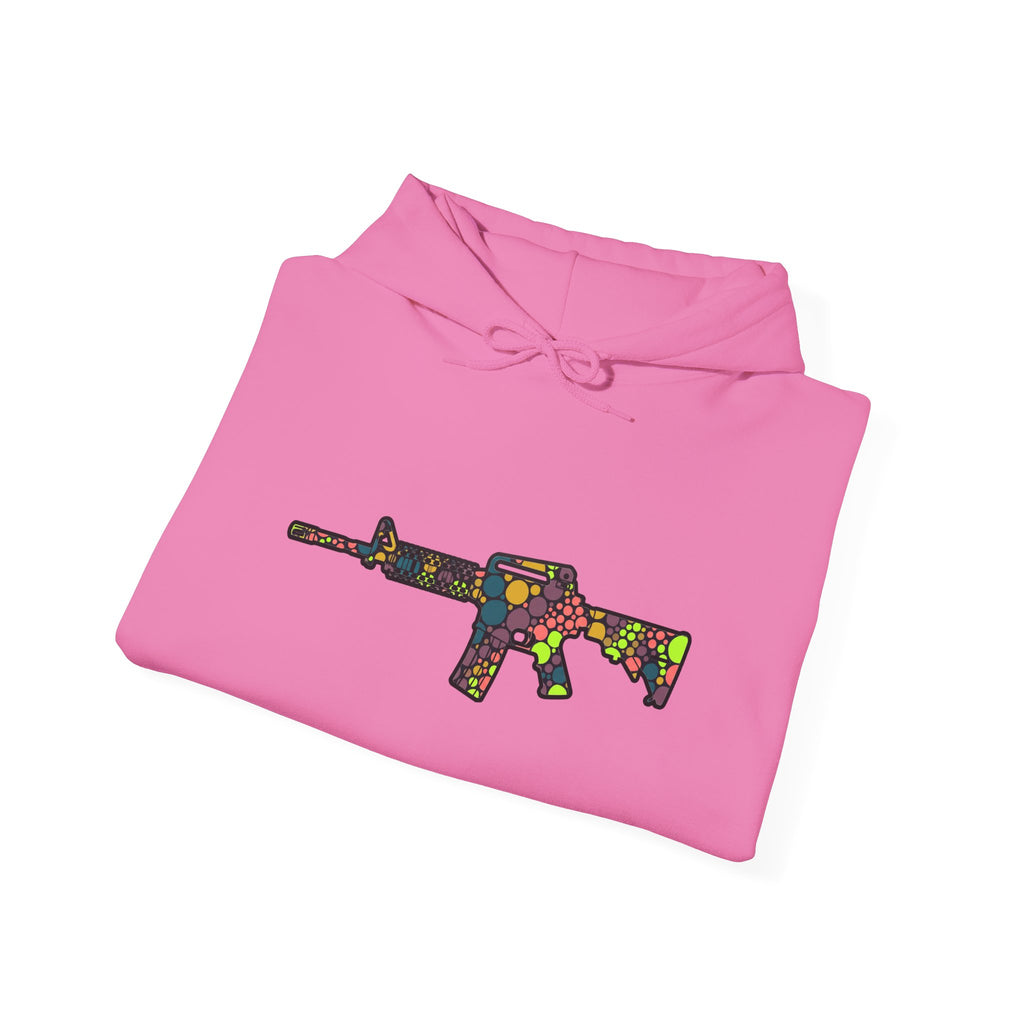Rifle Dot Pattern Hoodie — Colorful Tactical Graphic Sweatshirt
