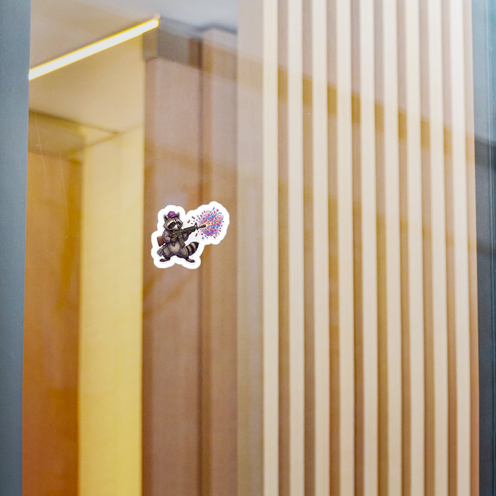 Raccoon Confetti Sprinkles Gun Kiss-Cut Vinyl Sticker