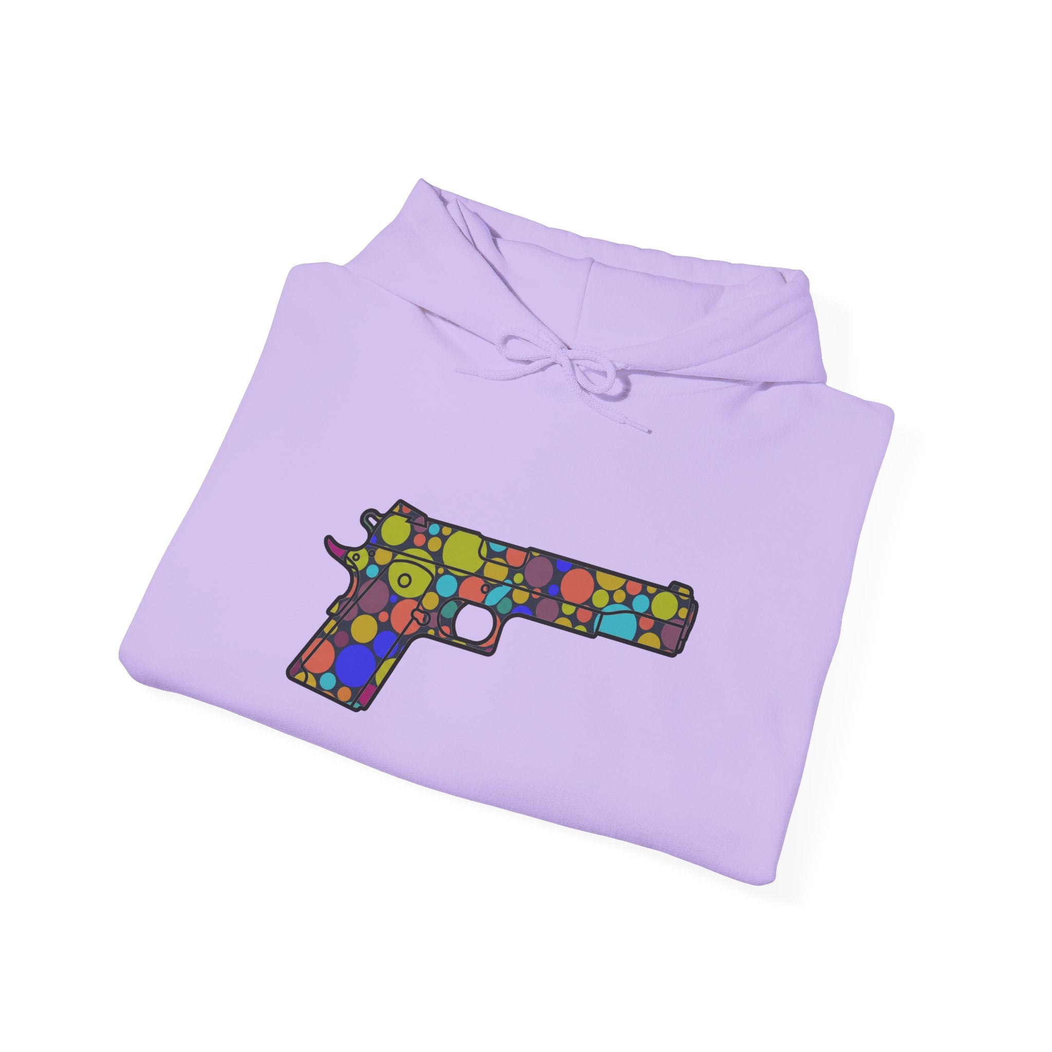 Dots Pistol Silhouette Hoodie — Colorful Mosaic Pistol Graphic Sweatshirt