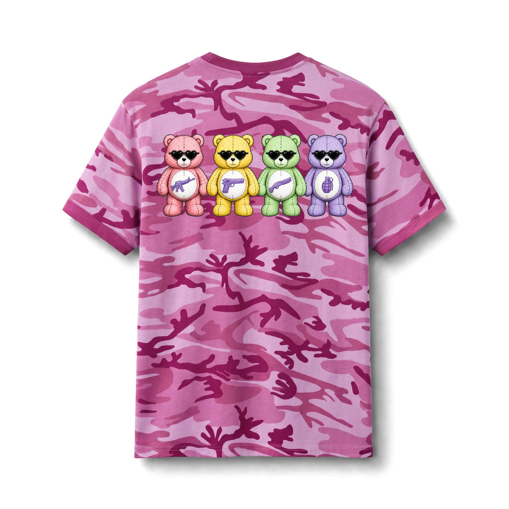 Camo Teddy Bears Tee – 'Death By Sprinkles' Graphic Cotton T-Shirt