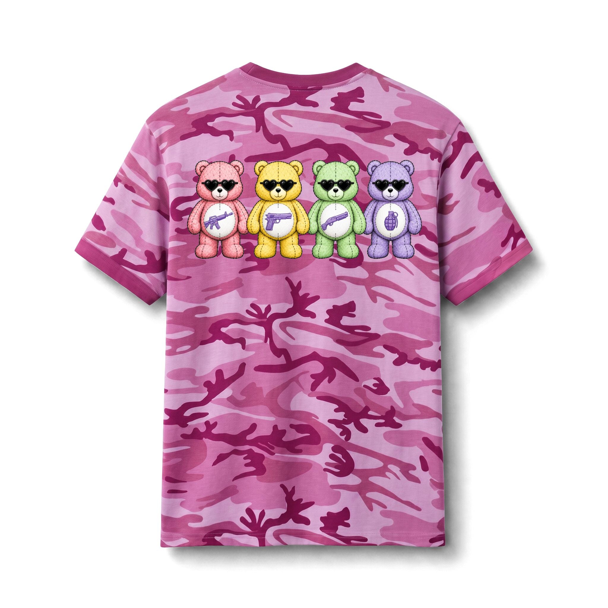 Camo Teddy Bears Tee – 'Death By Sprinkles' Graphic Cotton T-Shirt