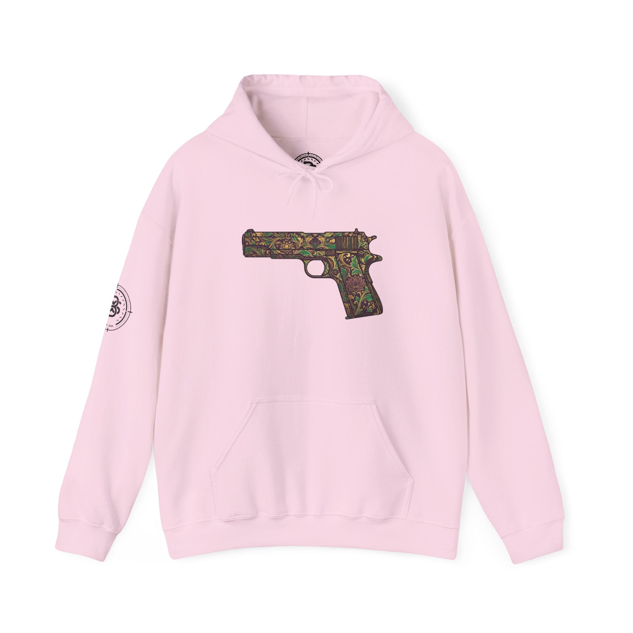 Floral Pistol Hoodie — Vintage Gun Graphic Hoodie