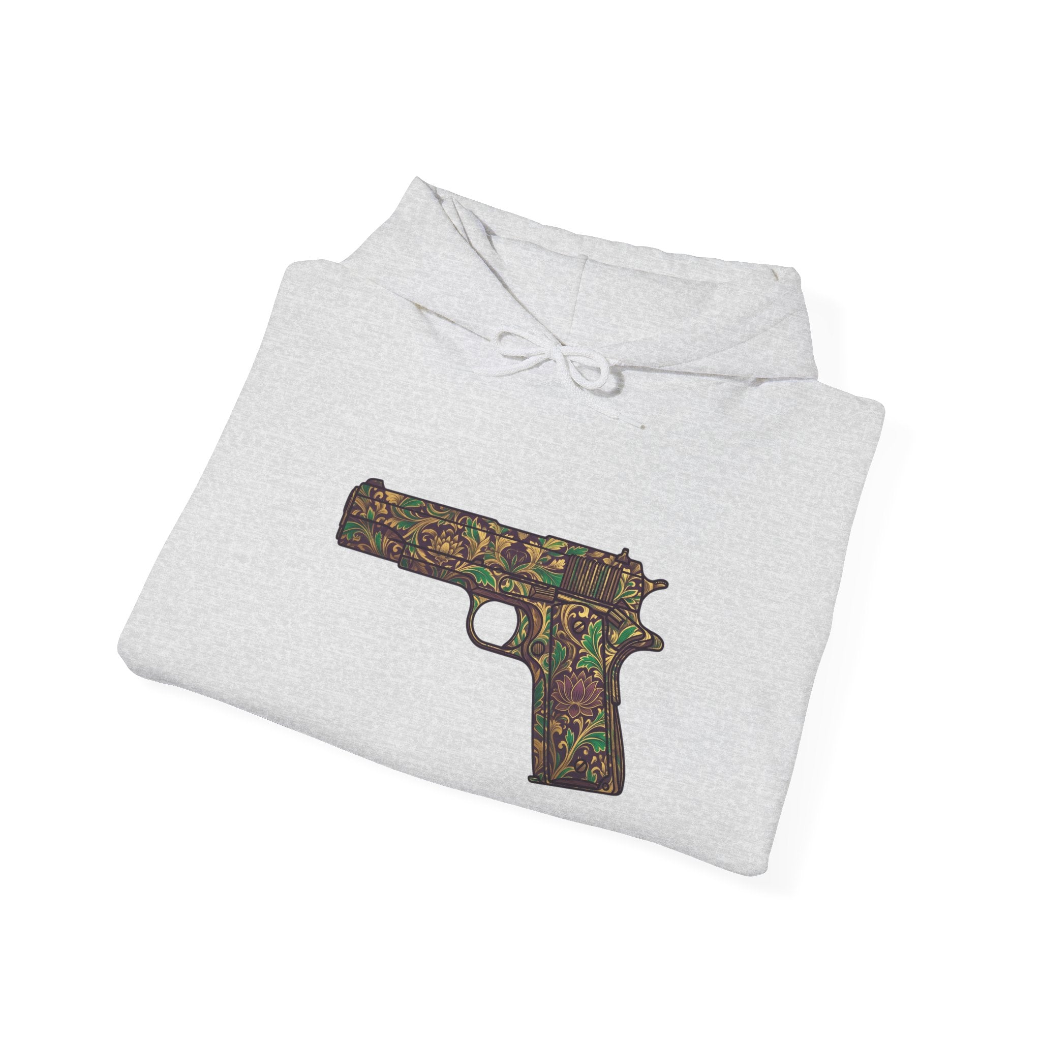 Floral Pistol Hoodie — Vintage Gun Graphic Hoodie
