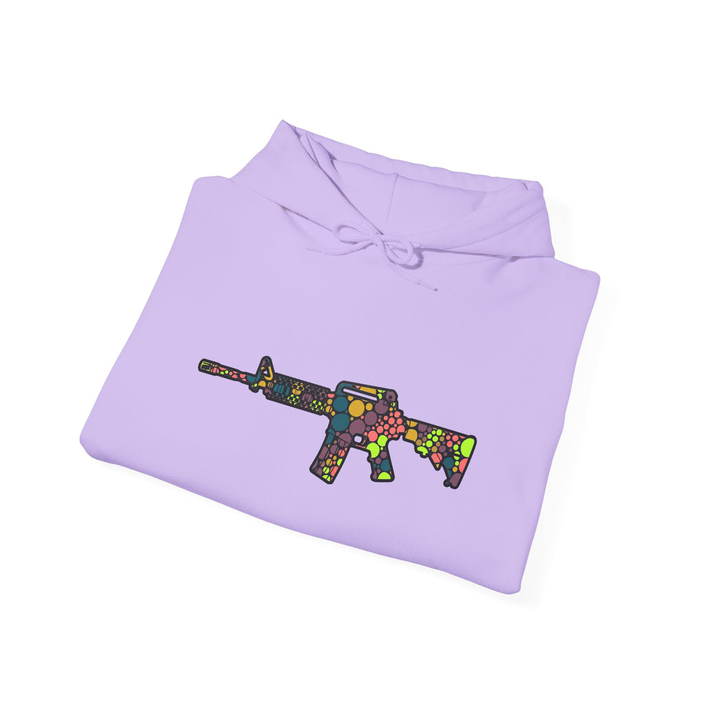 Rifle Dot Pattern Hoodie — Colorful Tactical Graphic Sweatshirt