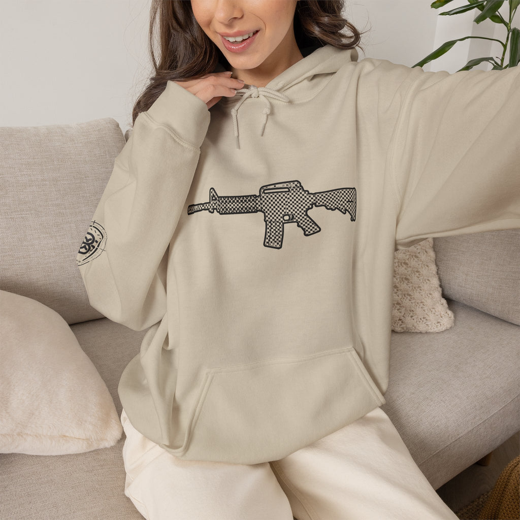 Checker Rifle Outline Graphic Hoodie