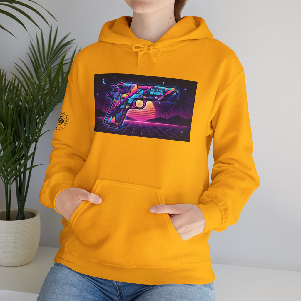 Retro 80's Pistol Sunset Hoodie — Neon Synthwave Vaporwave Graphic