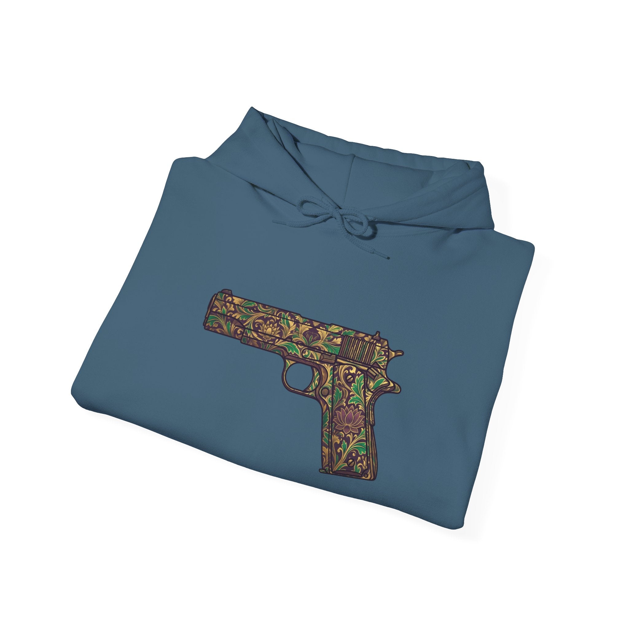 Floral Pistol Hoodie — Vintage Gun Graphic Hoodie