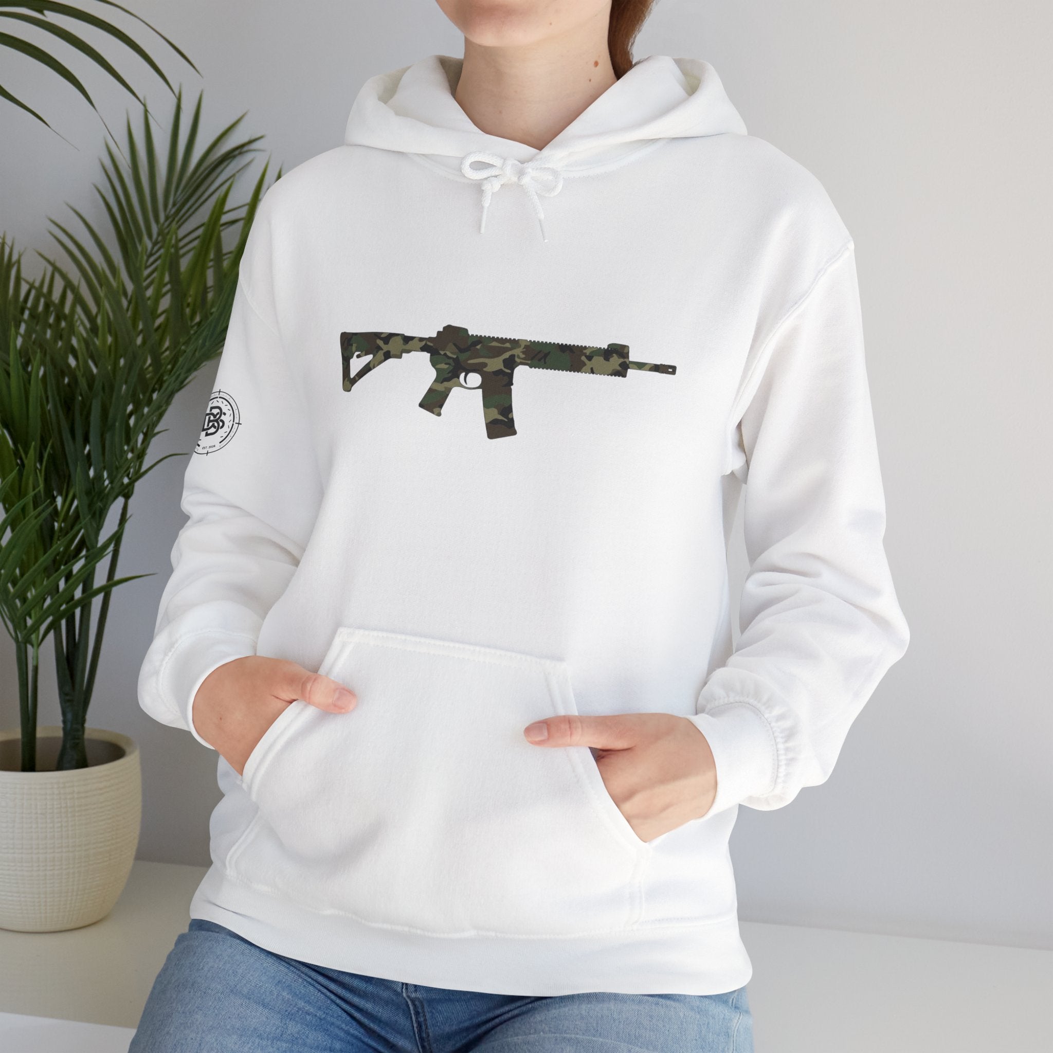 AR Rifle Camo Graphic Hoodie - Military Style Pullover