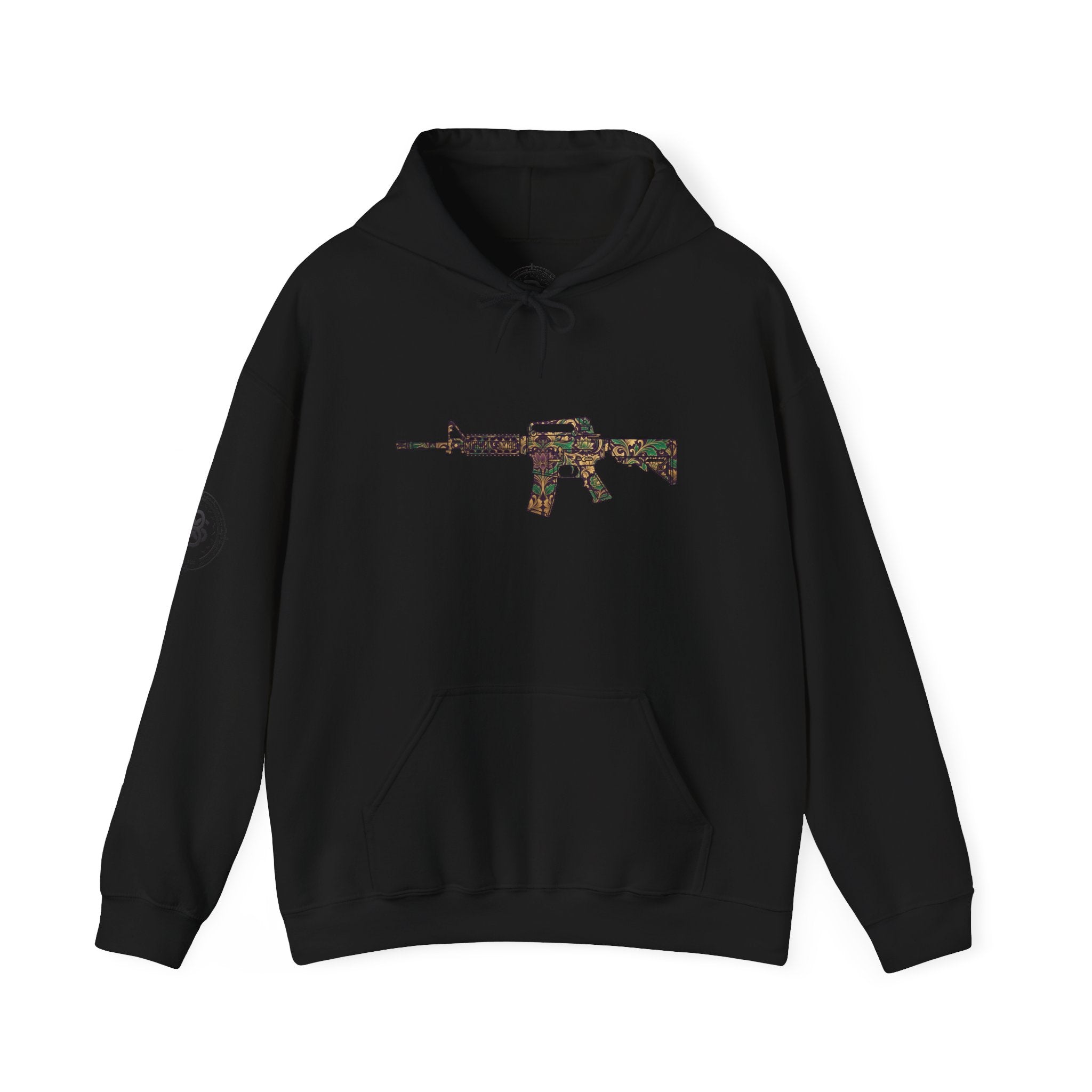 Floral AR Rifle-Vintage Gun Graphic Hoodie