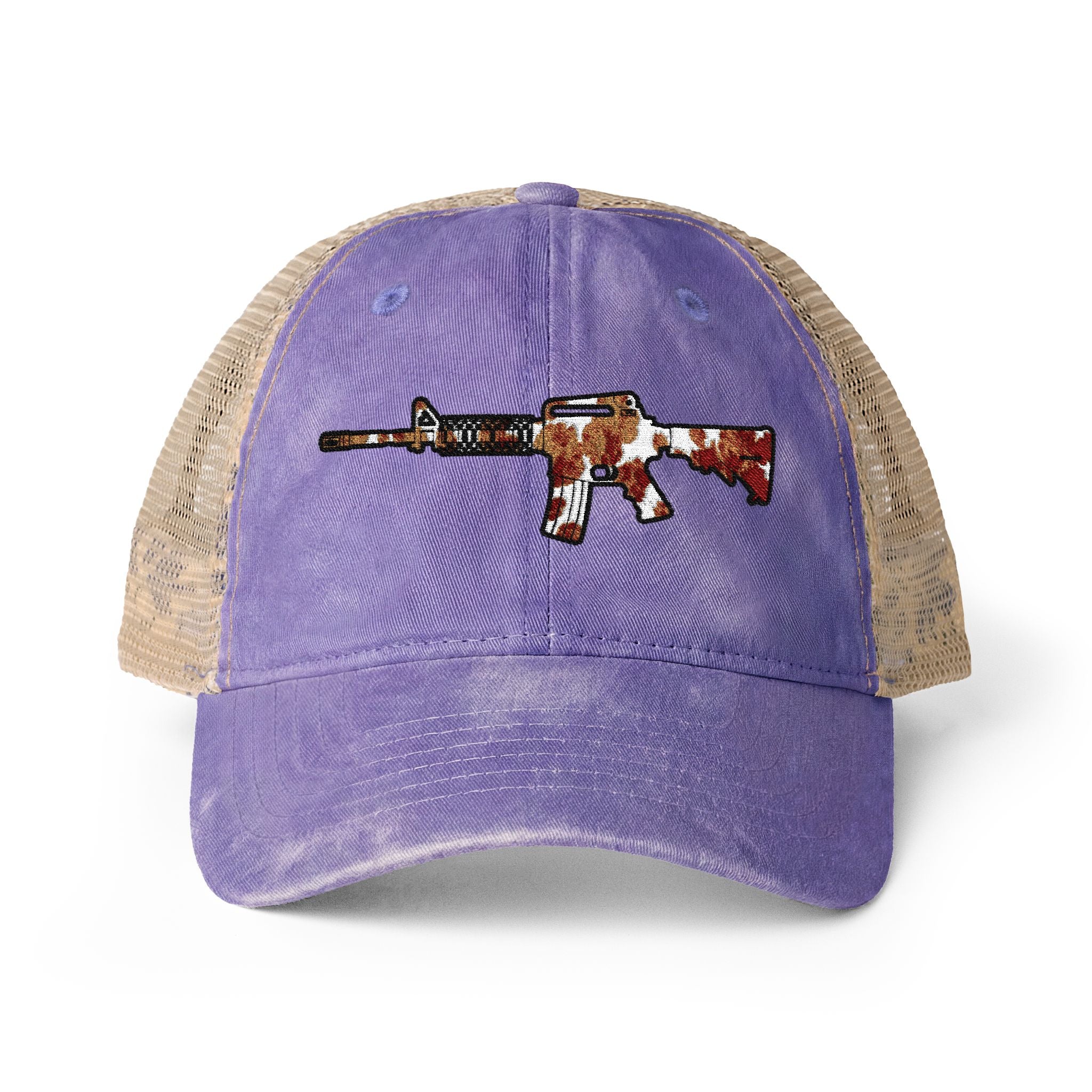 Cow Print AR Rifle Women's Washed Mesh-Back Cap