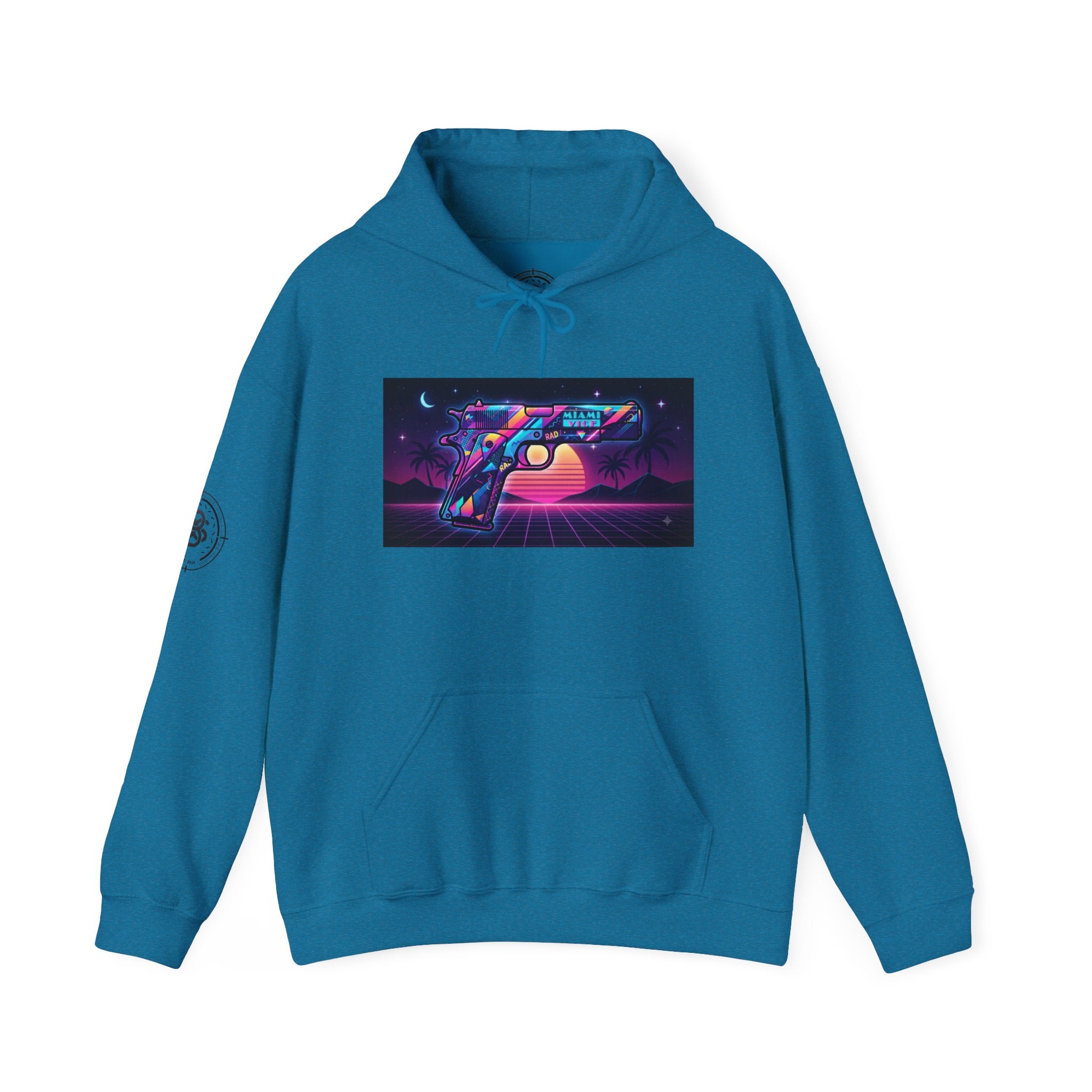Retro 80's Pistol Sunset Hoodie — Neon Synthwave Vaporwave Graphic