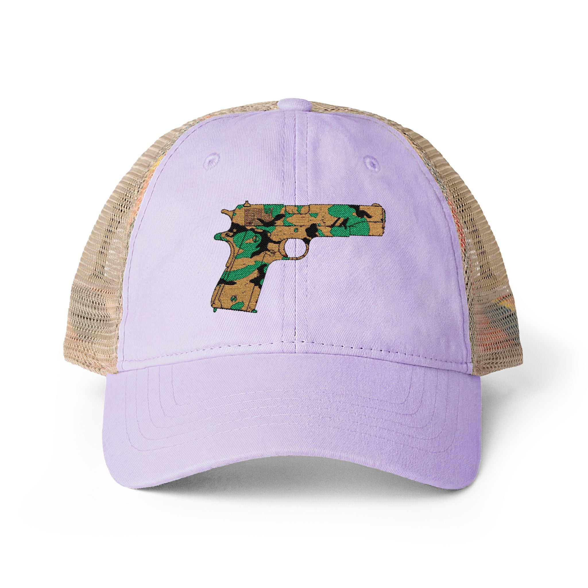 The Camo Collection- pistol-Women's Washed Mesh-Back Cap