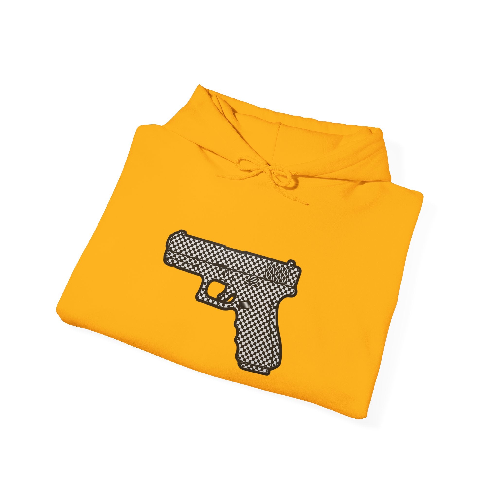 Checker Pistol Silhouette Hoodie - Graphic Pistol Pullover