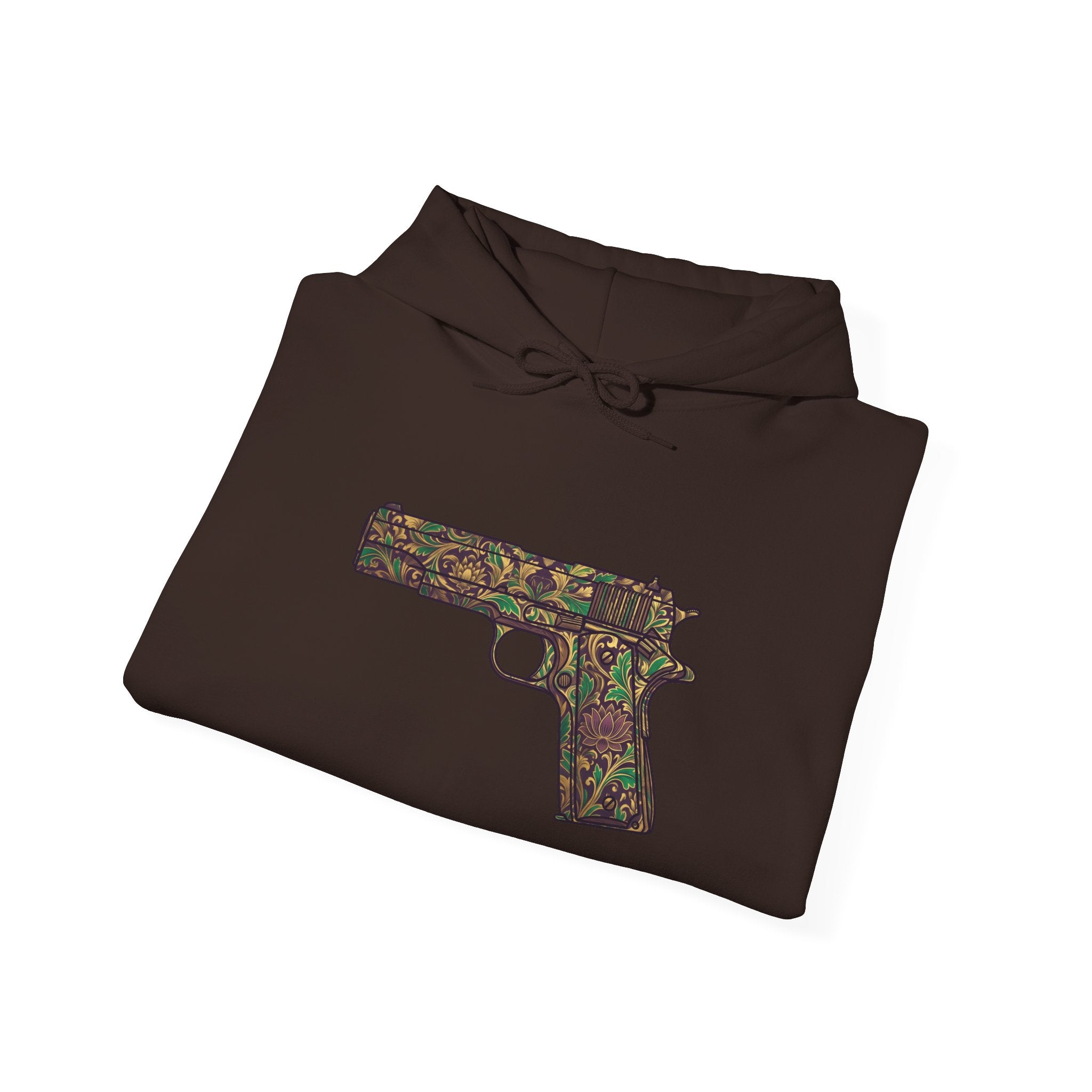 Floral Pistol Hoodie — Vintage Gun Graphic Hoodie