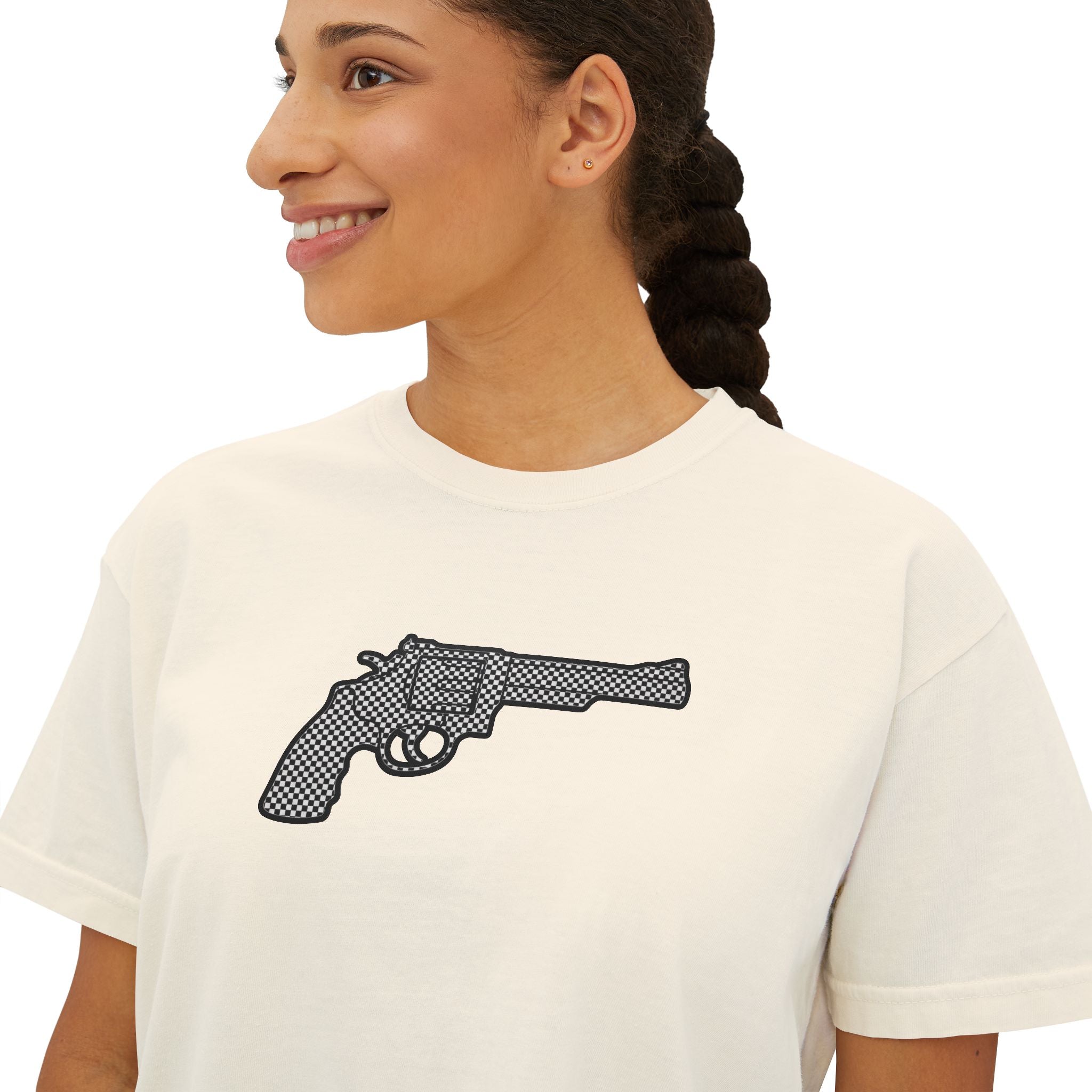 The Checker Collection- Revolver- Women's Boxy Tee