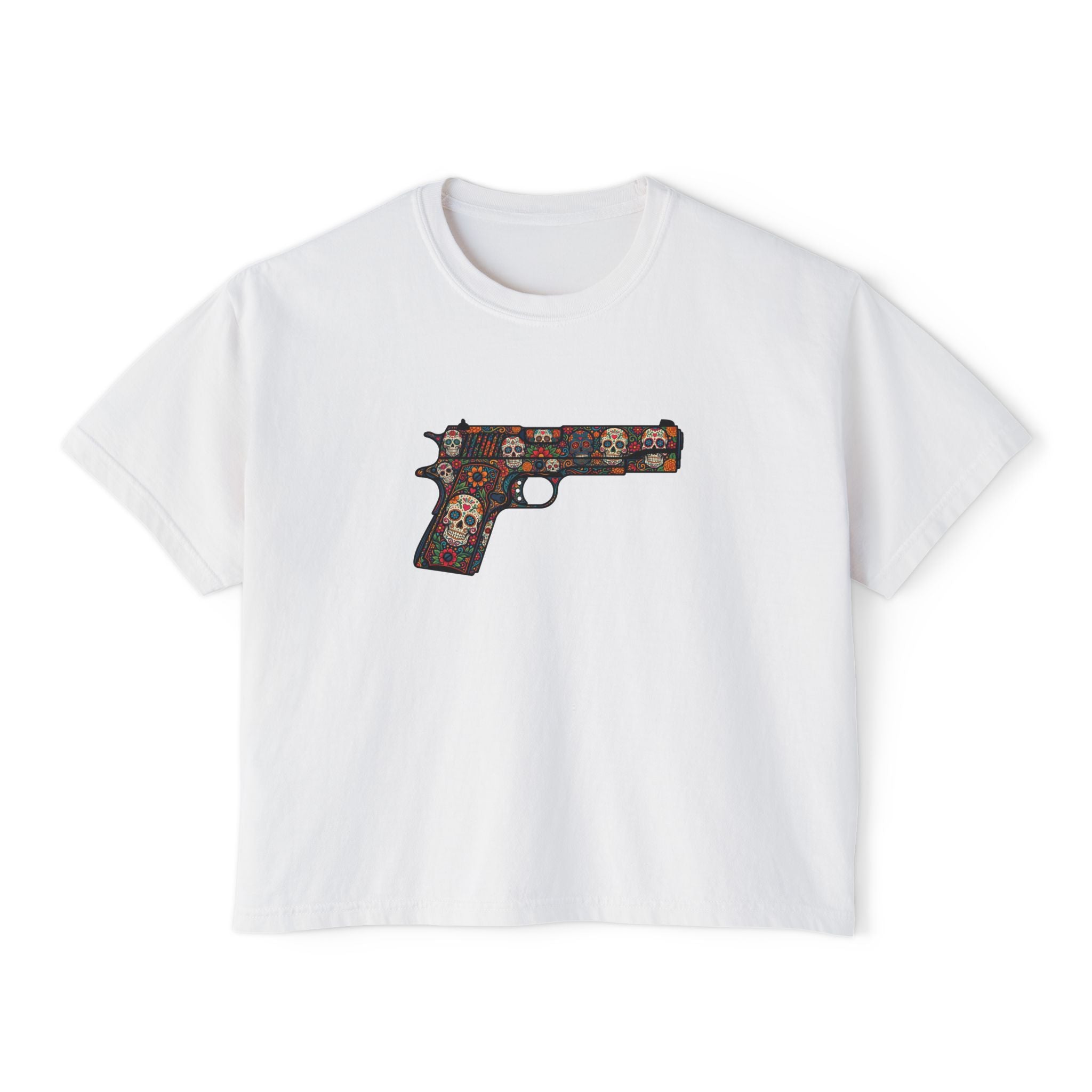 The Sugar Skull Collection -1911 Pistol- Women’s Boxy Tee