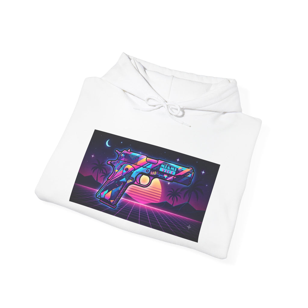 Retro 80's Pistol Sunset Hoodie — Neon Synthwave Vaporwave Graphic