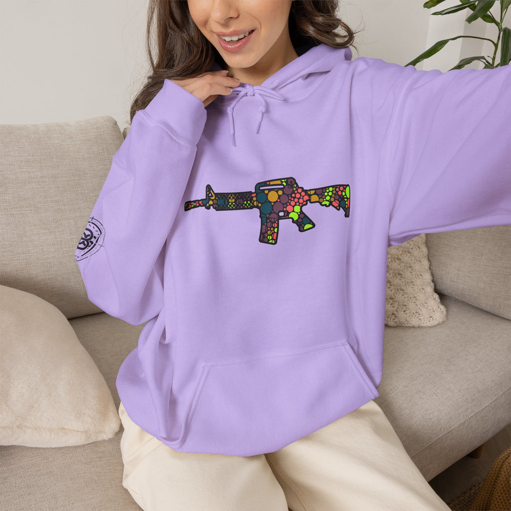 Rifle Dot Pattern Hoodie — Colorful Tactical Graphic Sweatshirt