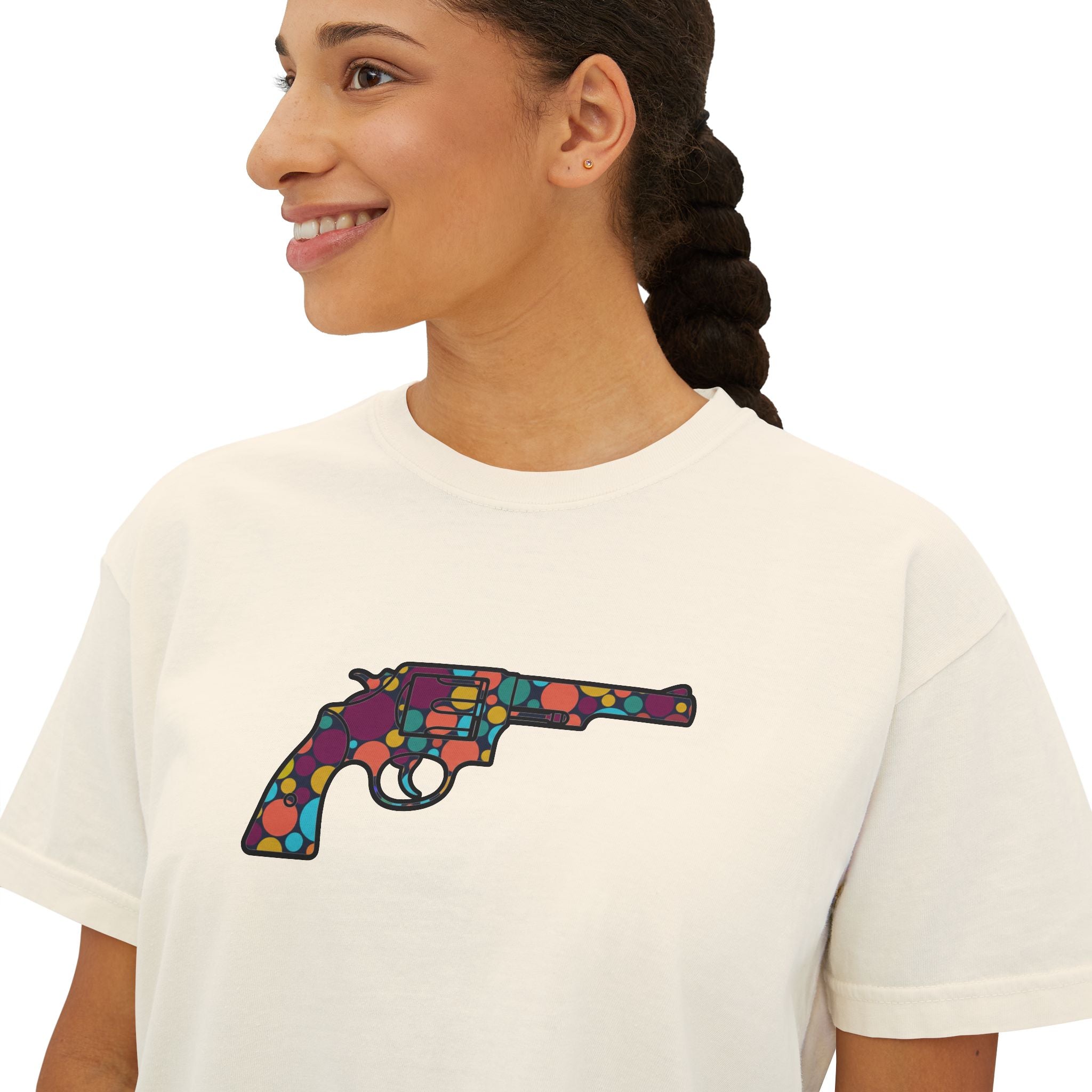 The Dots Collection-Revolver- Women's Casual Cropped T-Shirt