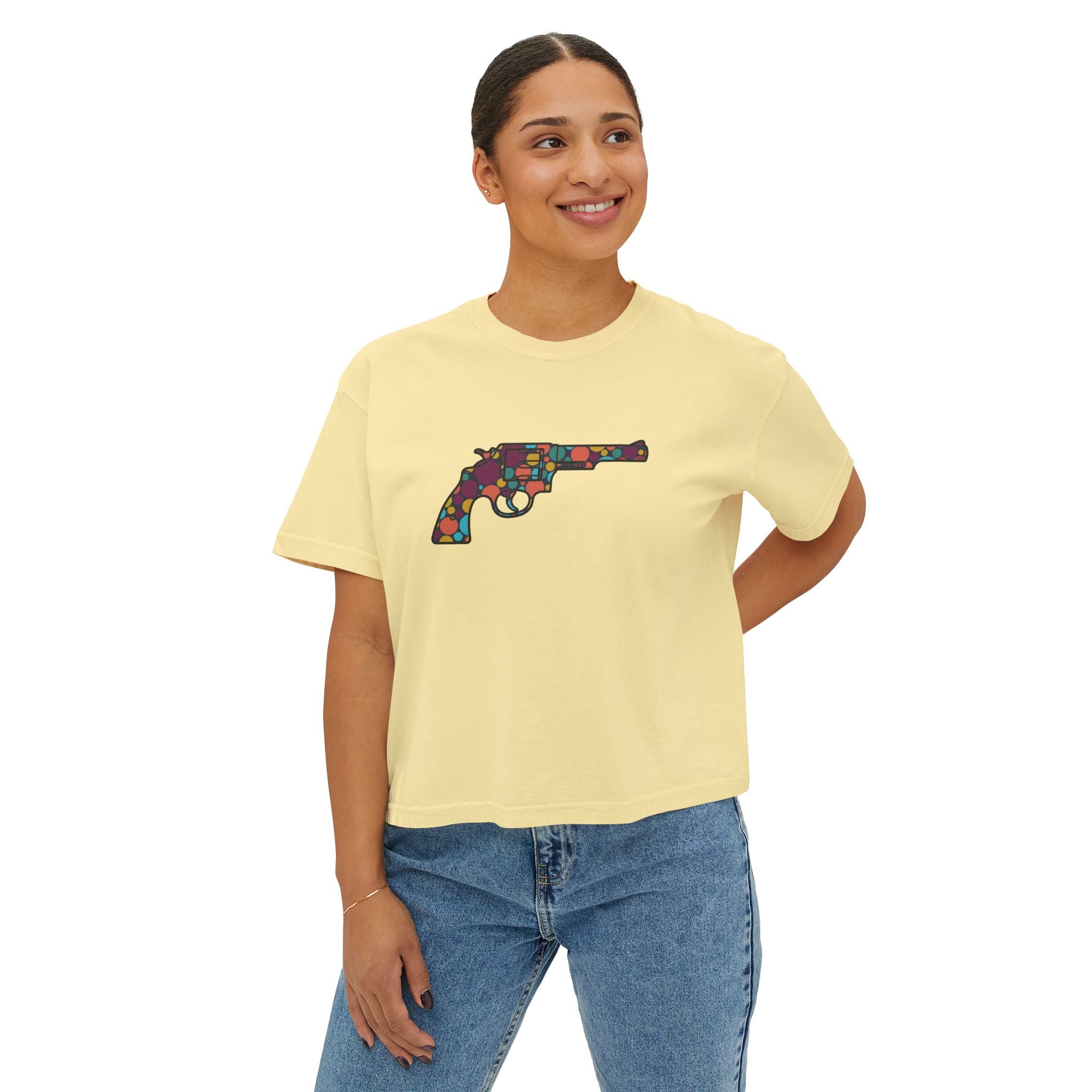 The Dots Collection-Revolver- Women's Casual Cropped T-Shirt