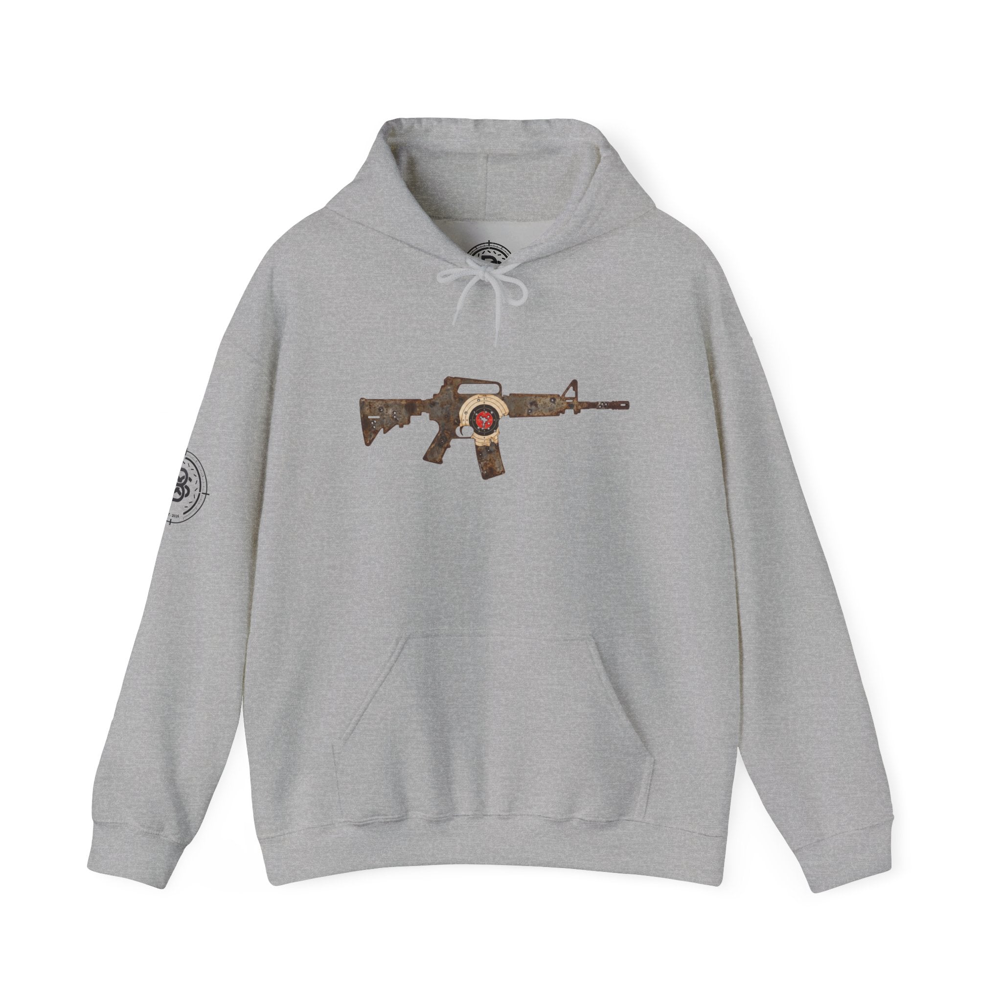 Vintage Metal AR Rifle Graphic Hoodie