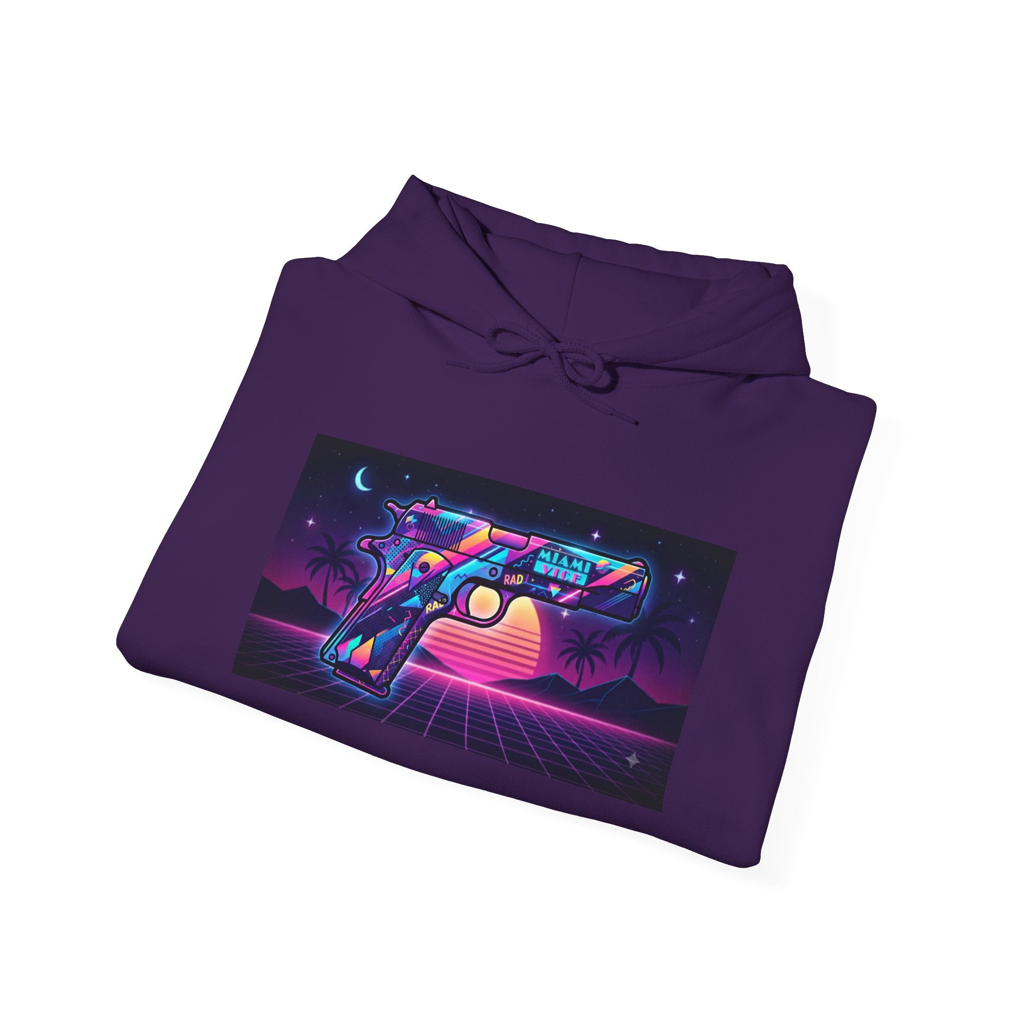 Retro 80's Pistol Sunset Hoodie — Neon Synthwave Vaporwave Graphic